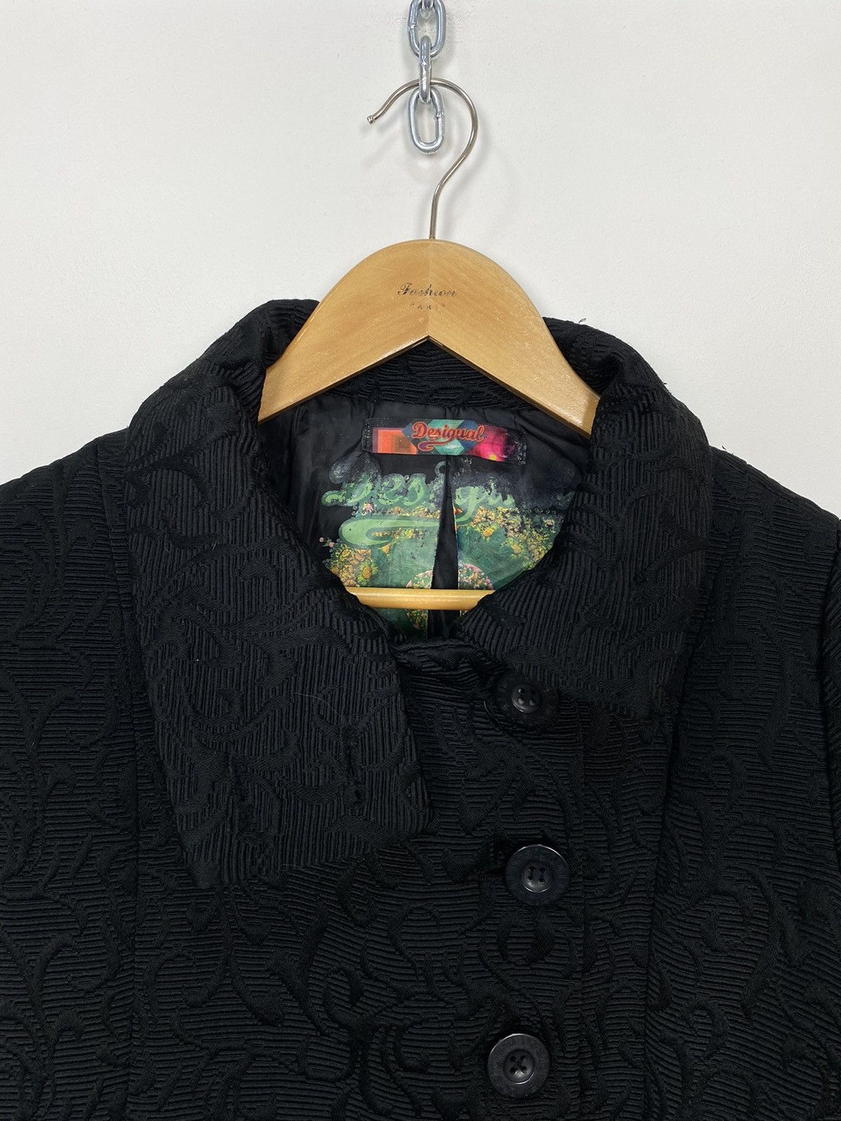 Desigual DESIGUAL Womens Graphic Overcoat UK 12 Medium Black Floral Size M / US 6-8 / IT 42-44 - 6 Thumbnail