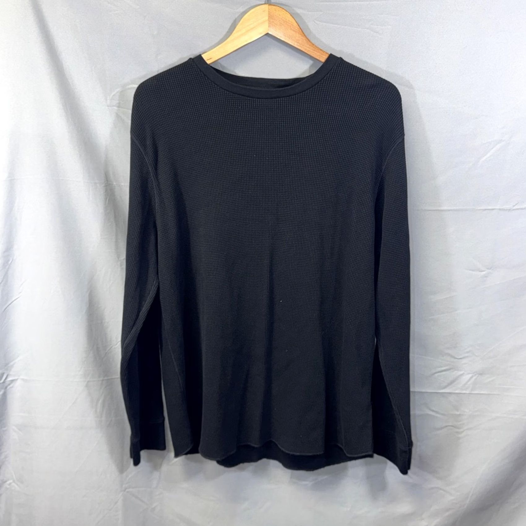 Vince Vince Shirt Mens 2XL Black Waffle Knit Thermal Long Sleeve Crewneck Cotton Top Size US XXL / EU 58 / 5 - 2 Thumbnail