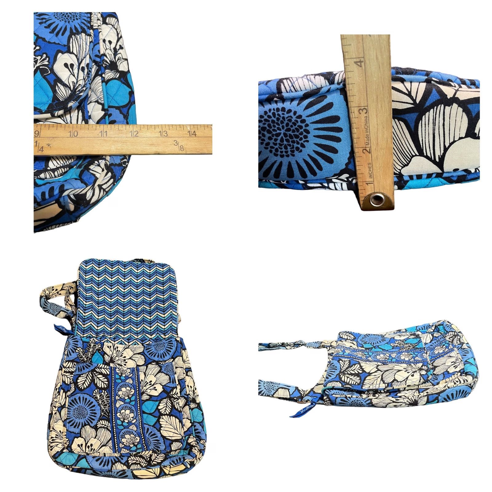Vera Bradley Vera Bradley Bayou Crossbody Purse Blue Bayou Adjustable Strap Womens Medium Crossbody Bag Tote Size ONE SIZE - 9 Thumbnail