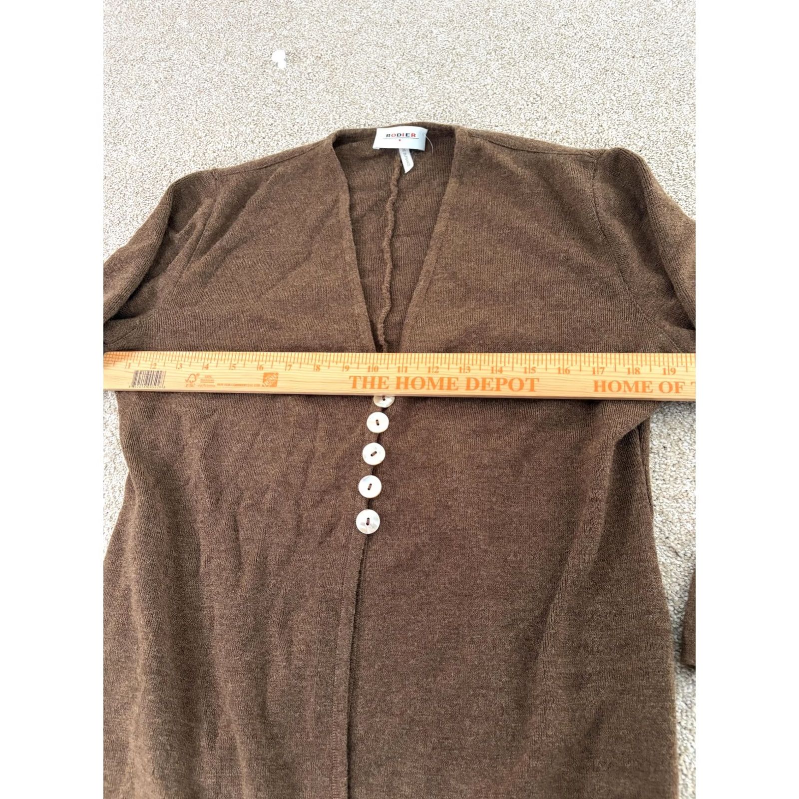 Vintage Rodier Sweater Womens Small Brown Longline Cardigan Button Front Made France Size S / US 4 / IT 40 - 5 Thumbnail