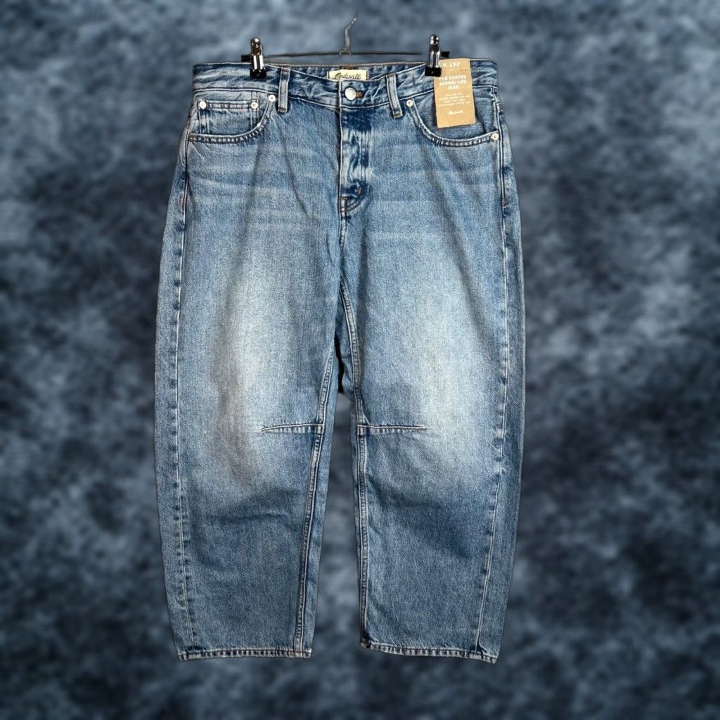 Madewell Womens 29P The Darted Barrel-Leg Jeans Relaxed Fit Light Wash Denim Blue