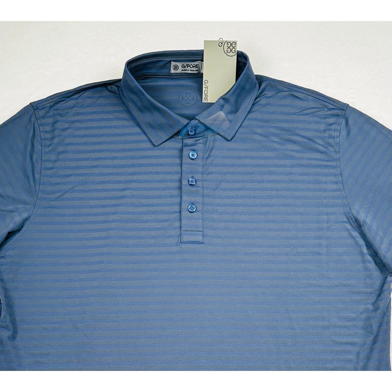 G/FORE G/Fore Men's XL Dark Blue Stripe Tech Pique Golf Polo Shirt Size US XL / EU 56 / 4 - 3 Thumbnail