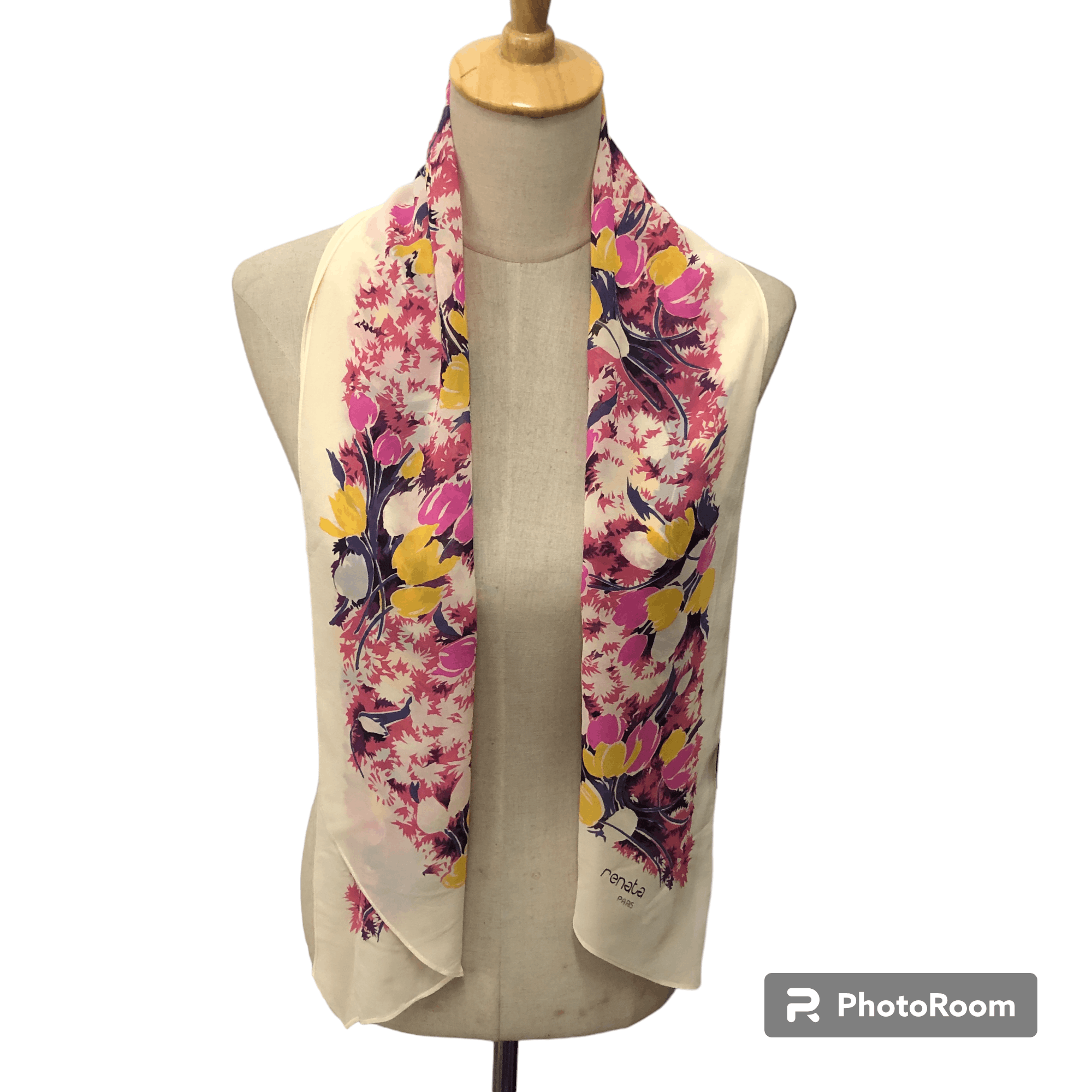 Japanese Brand Renata Floral Silk Stole Silk Scarf M1114 Size ONE SIZE - 1 Thumbnail