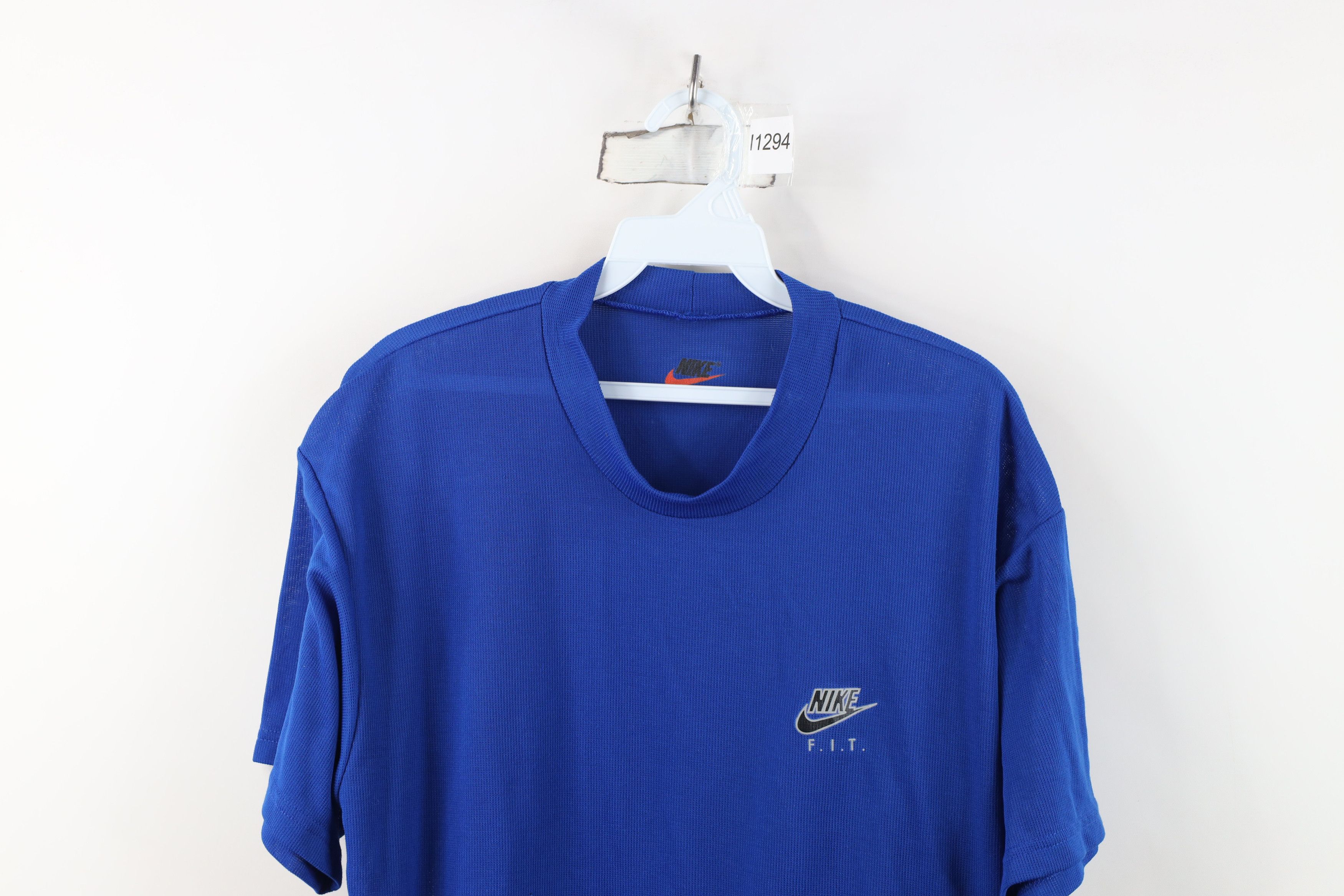 Nike Vintage 90s Nike FIT Scott Knit T-Shirt Royal Blue USA Size US M / EU 48-50 / 2 - 2 Thumbnail