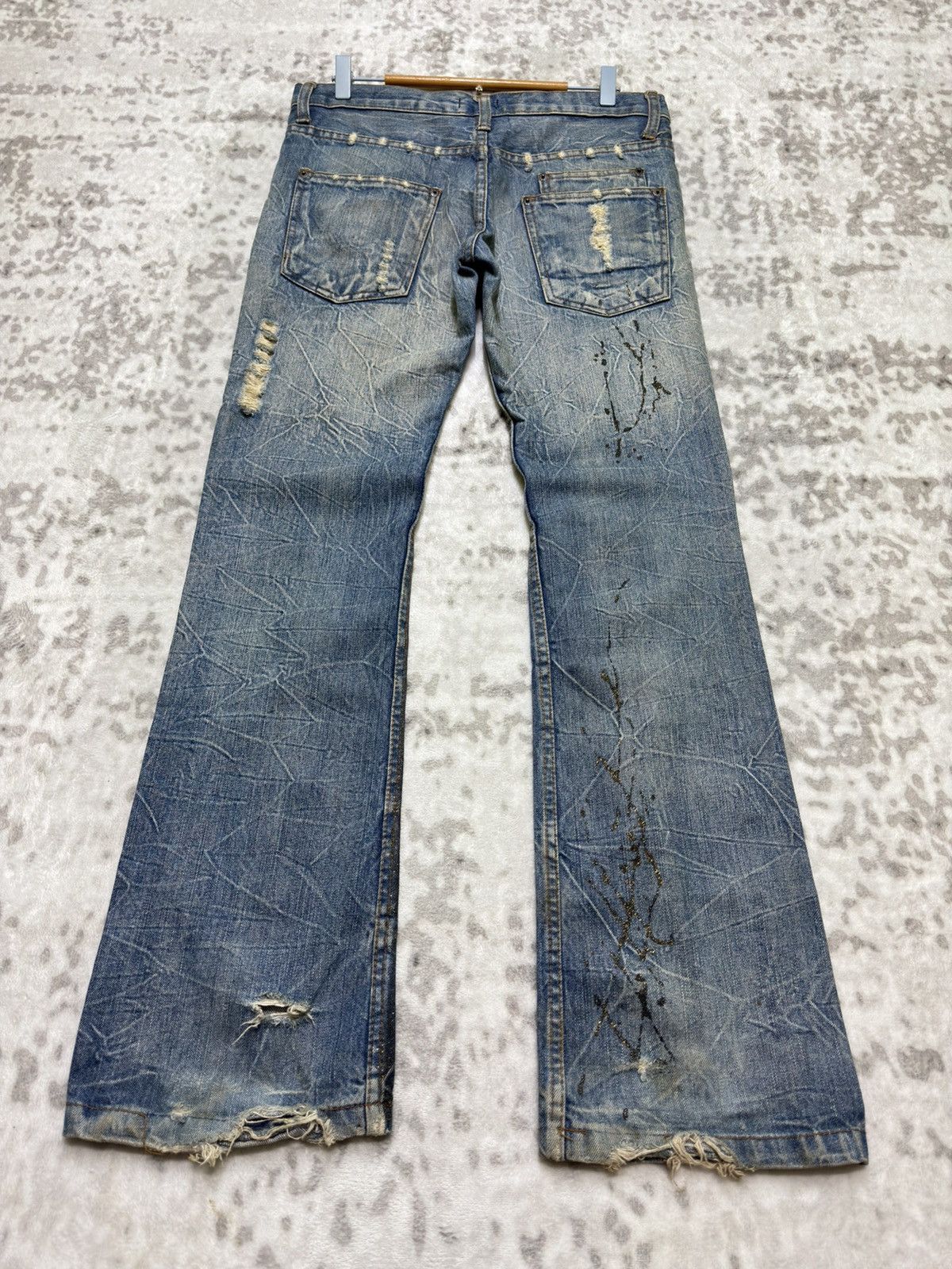 If Six Was Nine 2000s Glad News Japanese Grunge Paint Splatter Bootcut Denim Size US 32 / EU 48 - 2 Thumbnail