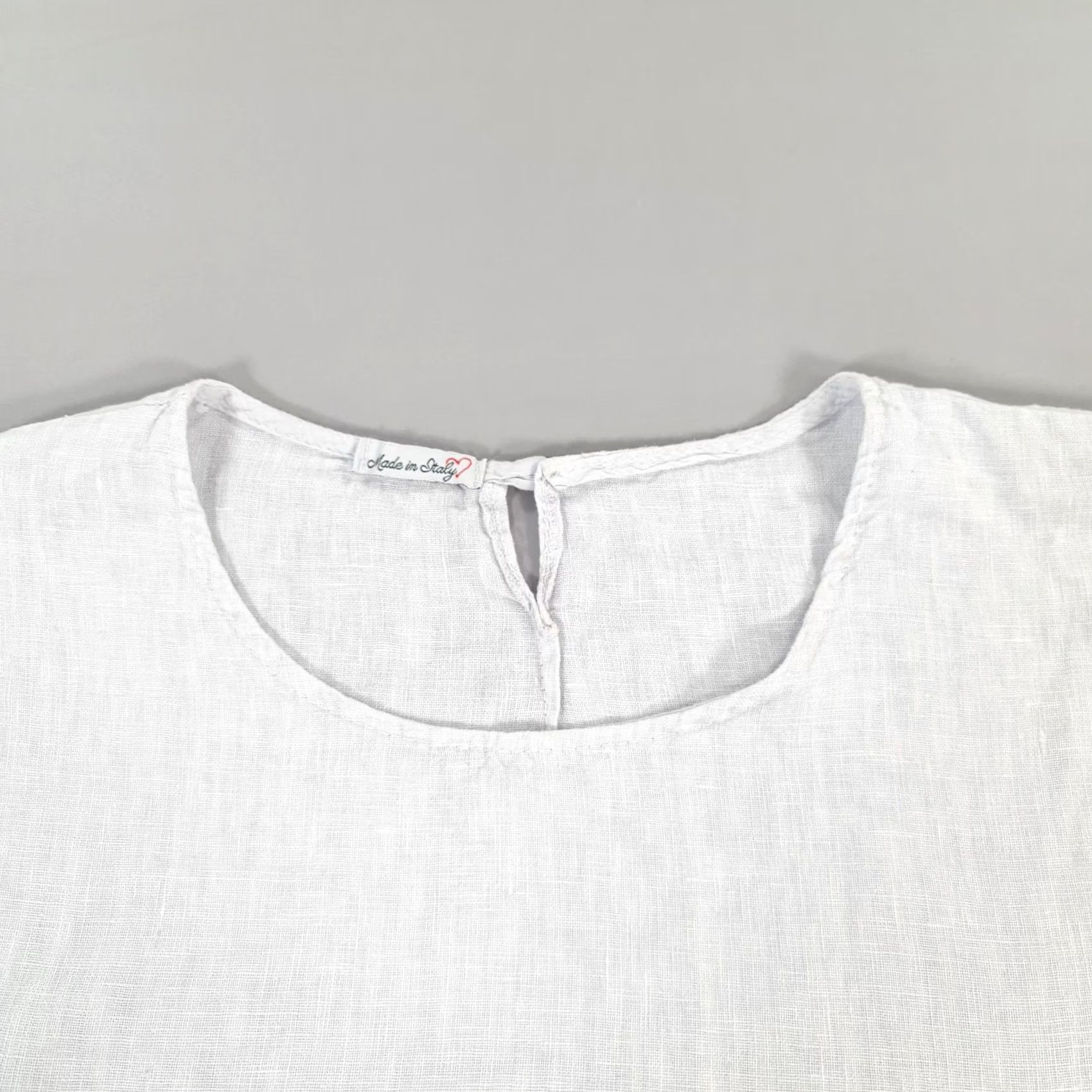 Vintage Made In Italy Dress Grey One Size Knee Length 100% Linen Pockets Women Size ONE SIZE - 4 Thumbnail