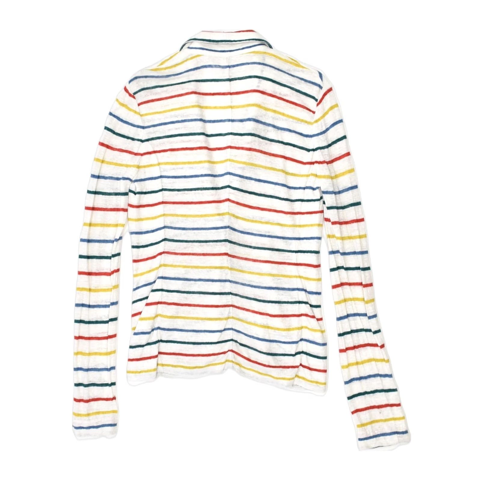 Vintage WOOLRICH Womens Cardigan Sweater L UK 14 White Striped Cotton Size L / US 10 / IT 46 - 2 Thumbnail