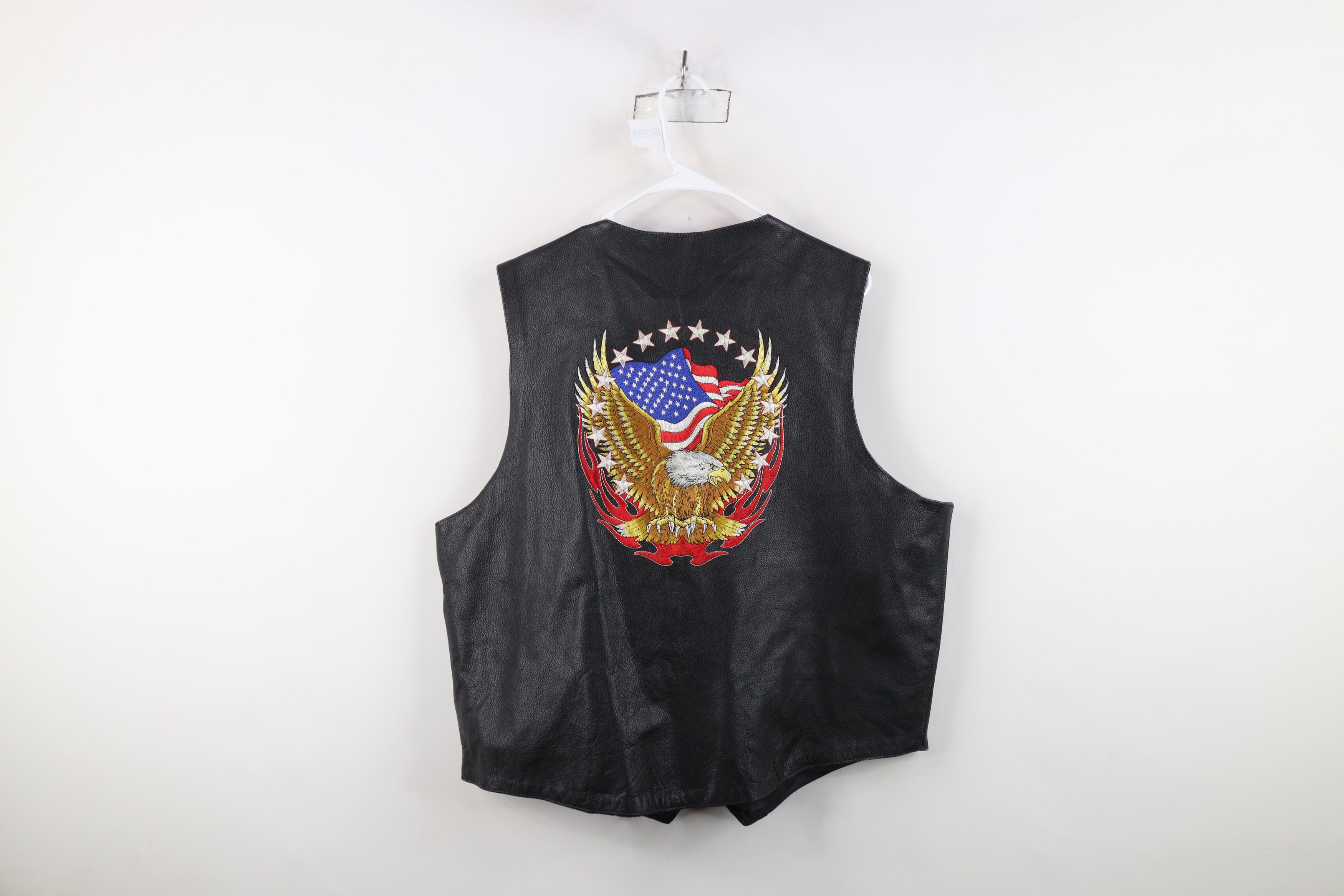Vintage Vintage 90s Streetwear Flag Eagle Tribal Leather Moto Vest Size US XXL / EU 58 / 5 - 14 Thumbnail