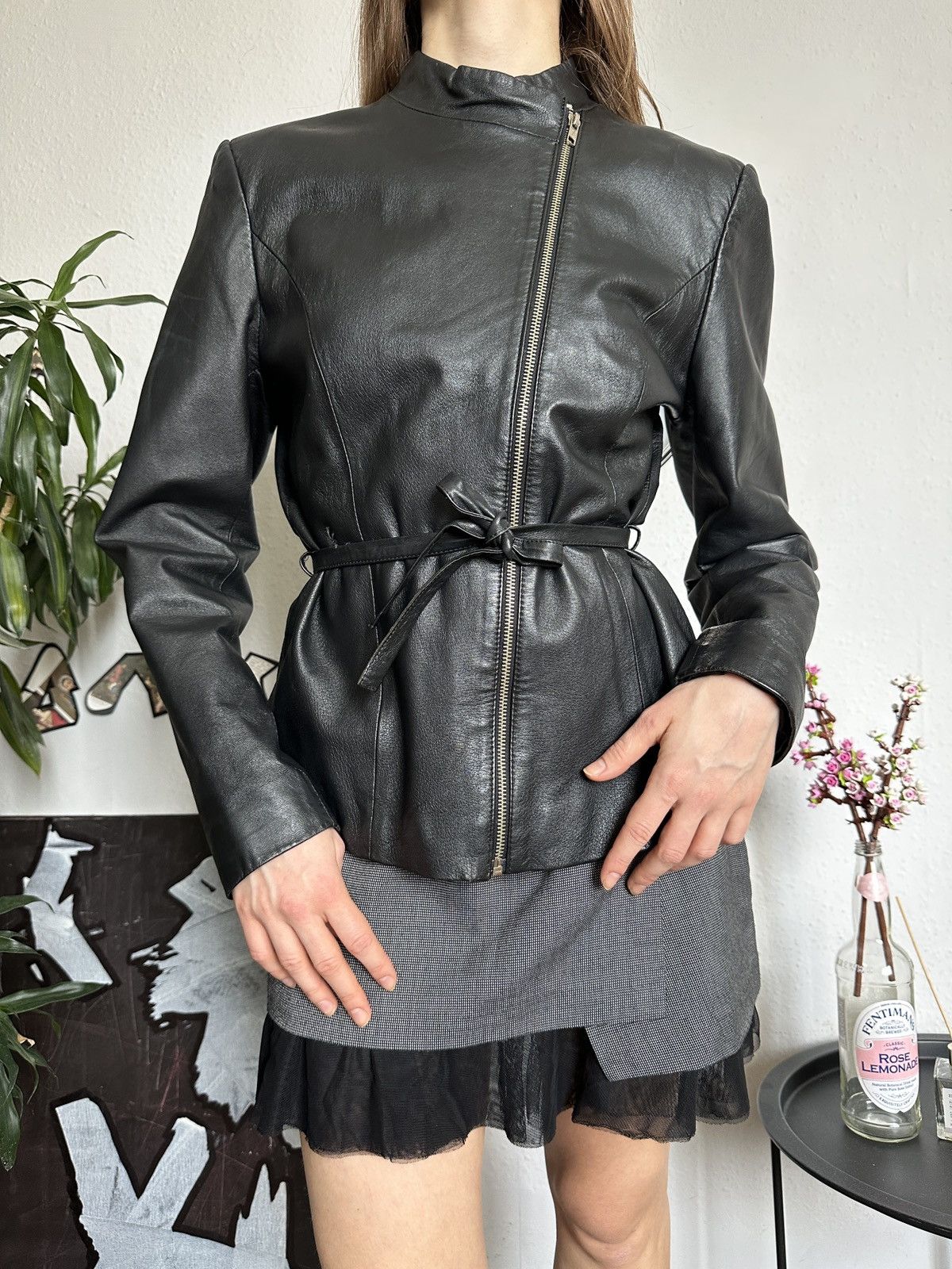 Japanese Brand Vintage Genuine Leather Asymmetrical Zip Sheath Jacket Size L / US 10 / IT 46 - 4 Thumbnail