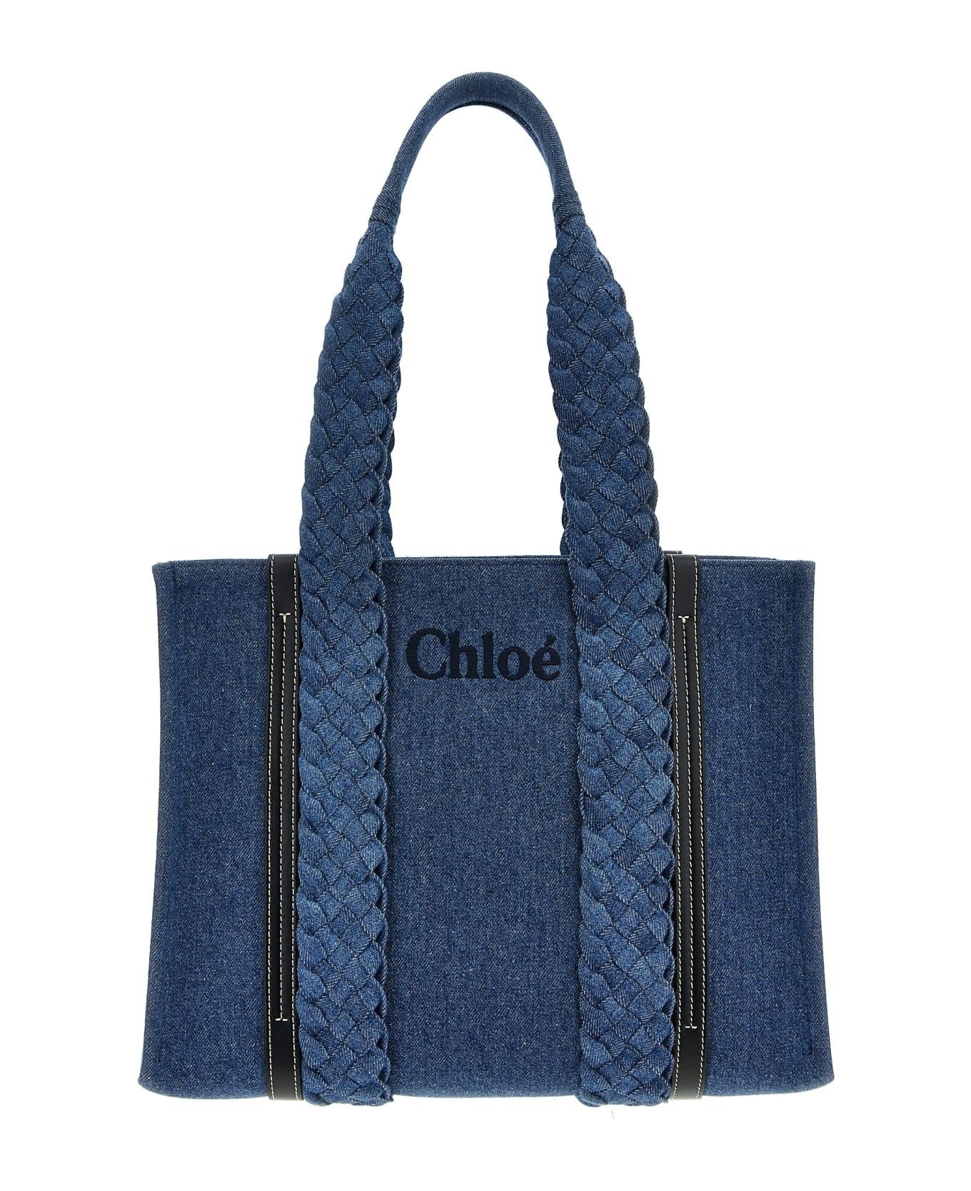 Chloe o1loc1c10425 Size: OS / Woody Medium Bag in Denim Size ONE SIZE - 1 Thumbnail