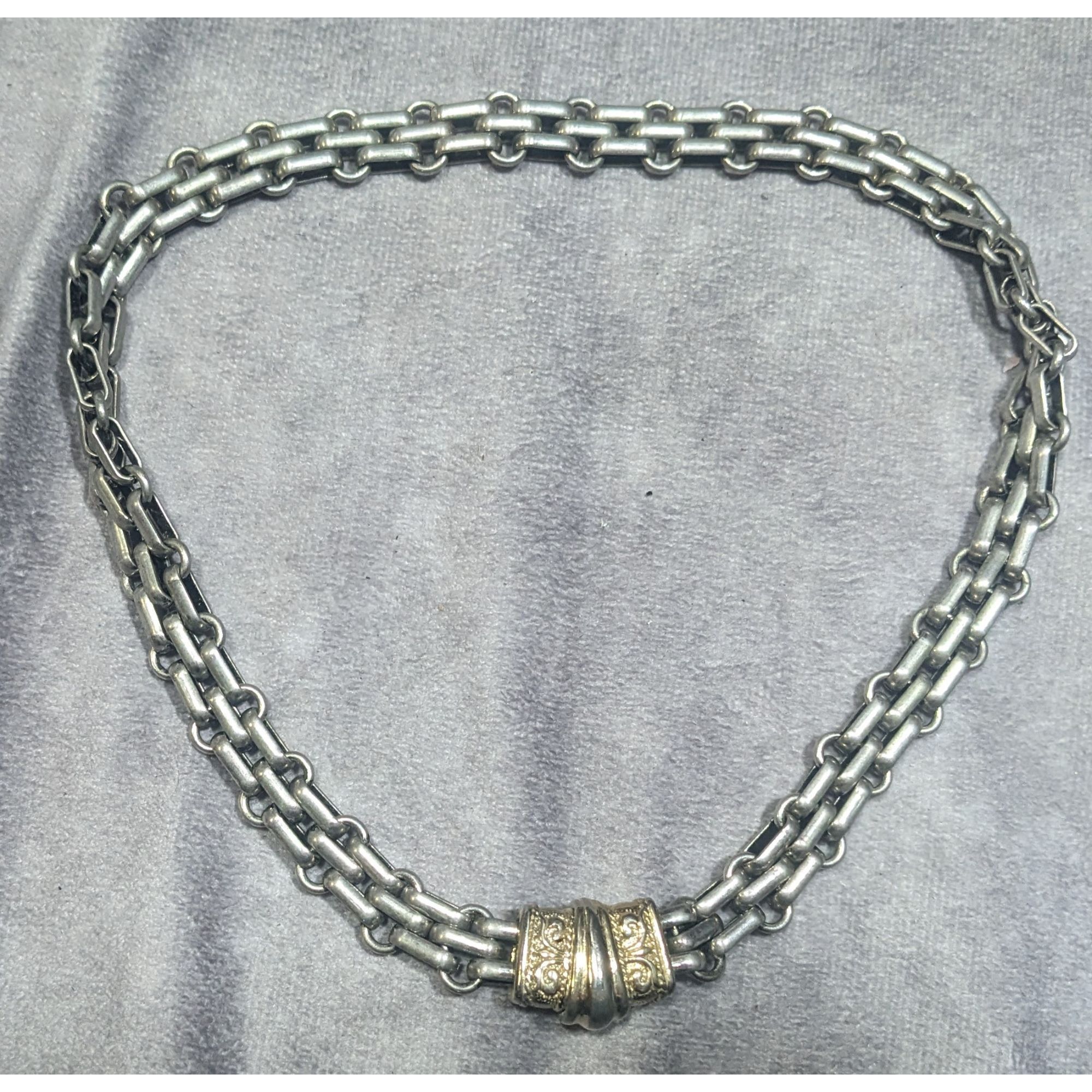 Other Unique Chunky Silver Tone Chain Necklace With Magnetic Clasp Size ONE SIZE - 6 Thumbnail
