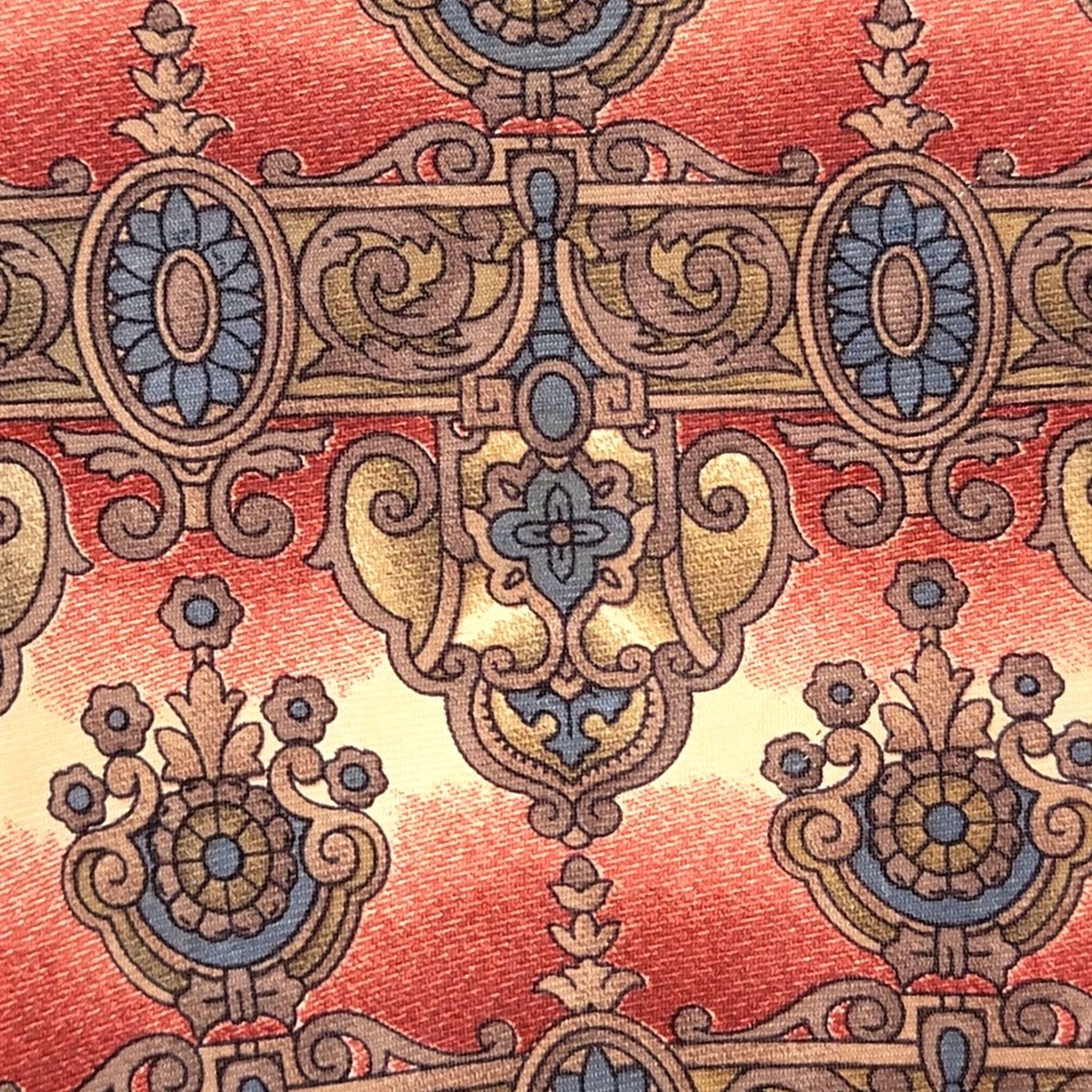 Oscar De La Renta Vtg Oscar de la Renta Silk Tie Geometric Designer USA Old World Necktie Silky Size ONE SIZE - 3 Thumbnail