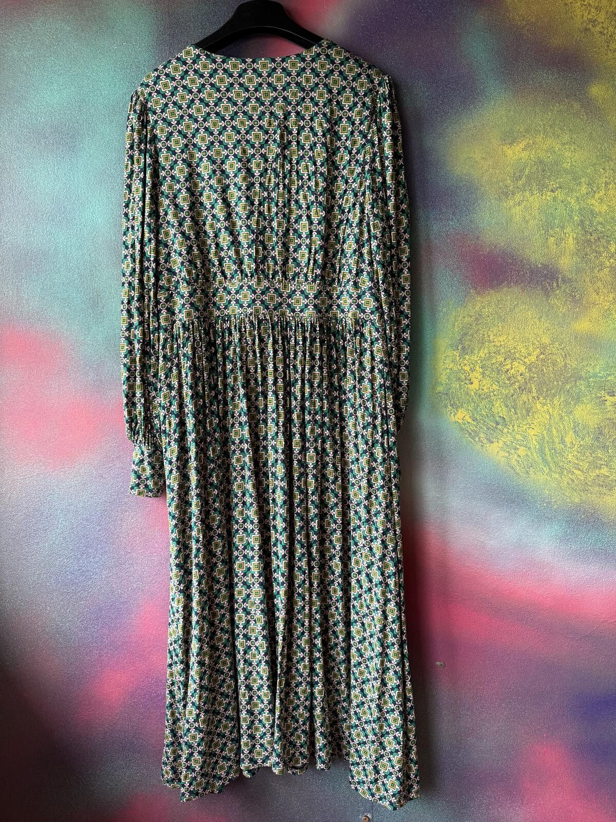 Other Boden Green Geometric Tile Fixed Wrap Jersey Maxi Dress Size XL / US 12-14 / IT 48-50 - 4 Thumbnail