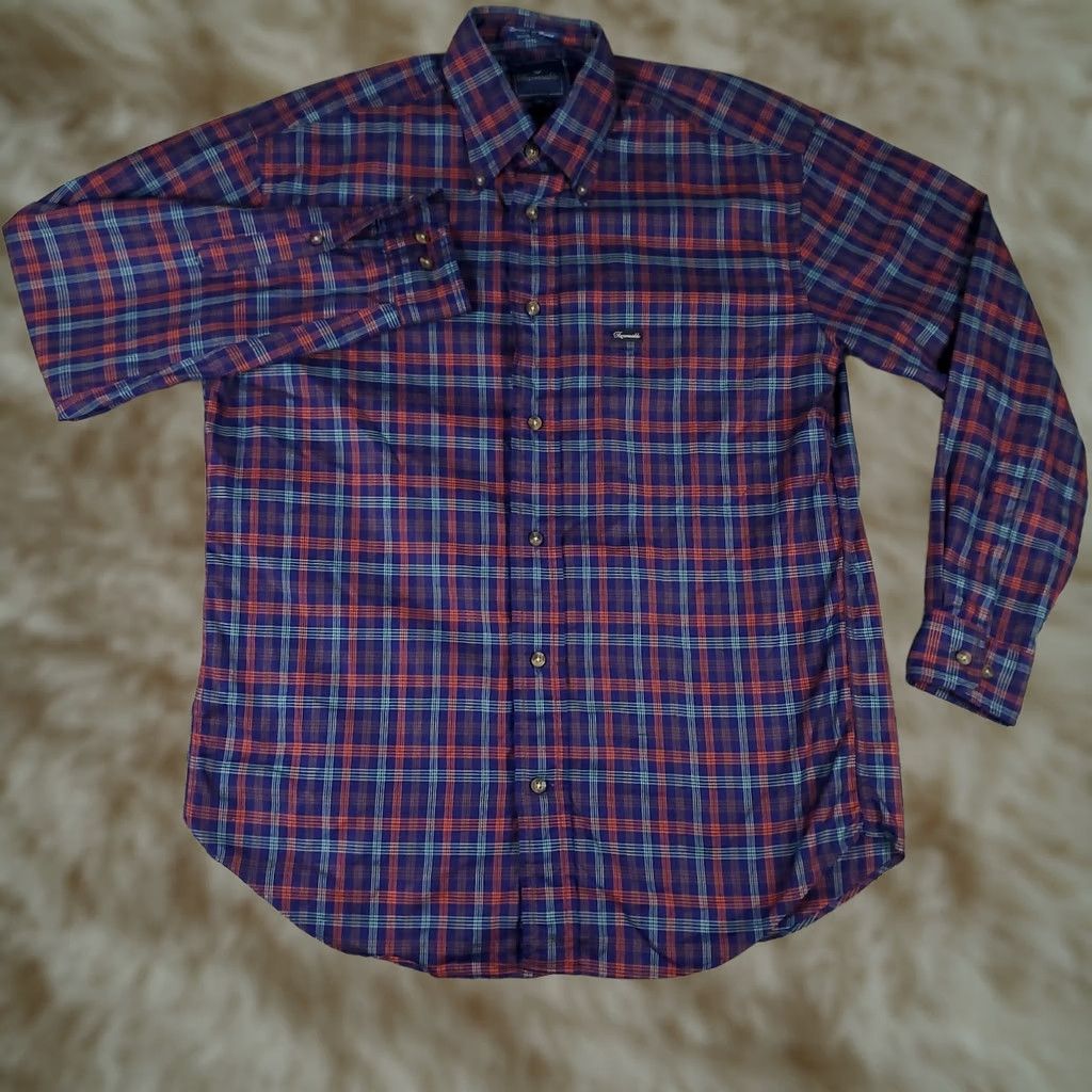 Faconnable Façonnable Shirt Mens S Blue Purple Plaid Button-Up Long Sleeve Casual Business Preppy Size US S / EU 44-46 / 1 - 1 Thumbnail