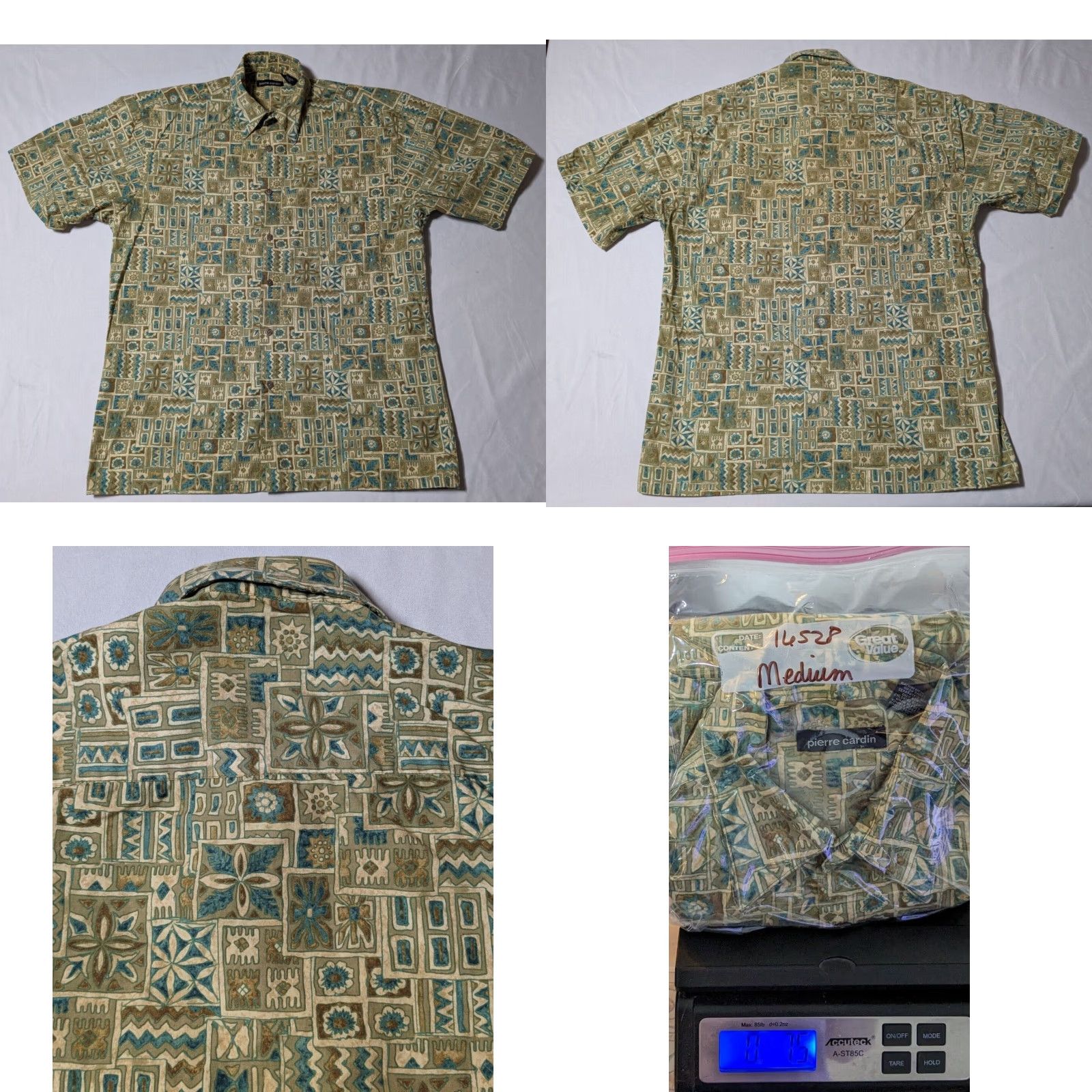 Pierre Cardin VINTAGE Pierre Cardin Men Medium Green Brown Abstract Geo Camp Shirt Size US M / EU 48-50 / 2 - 9 Thumbnail