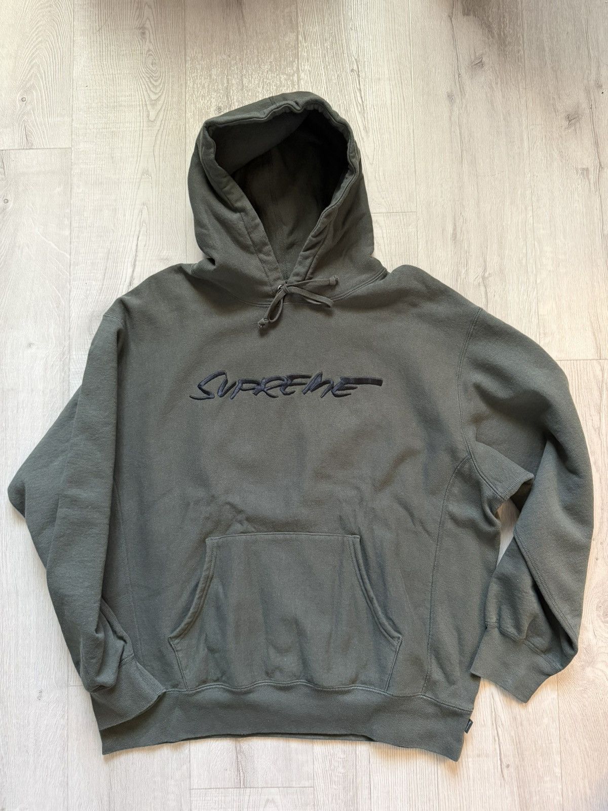 Supreme Futura Logo Hooded Sweatshirt Olive (L) | Grailed