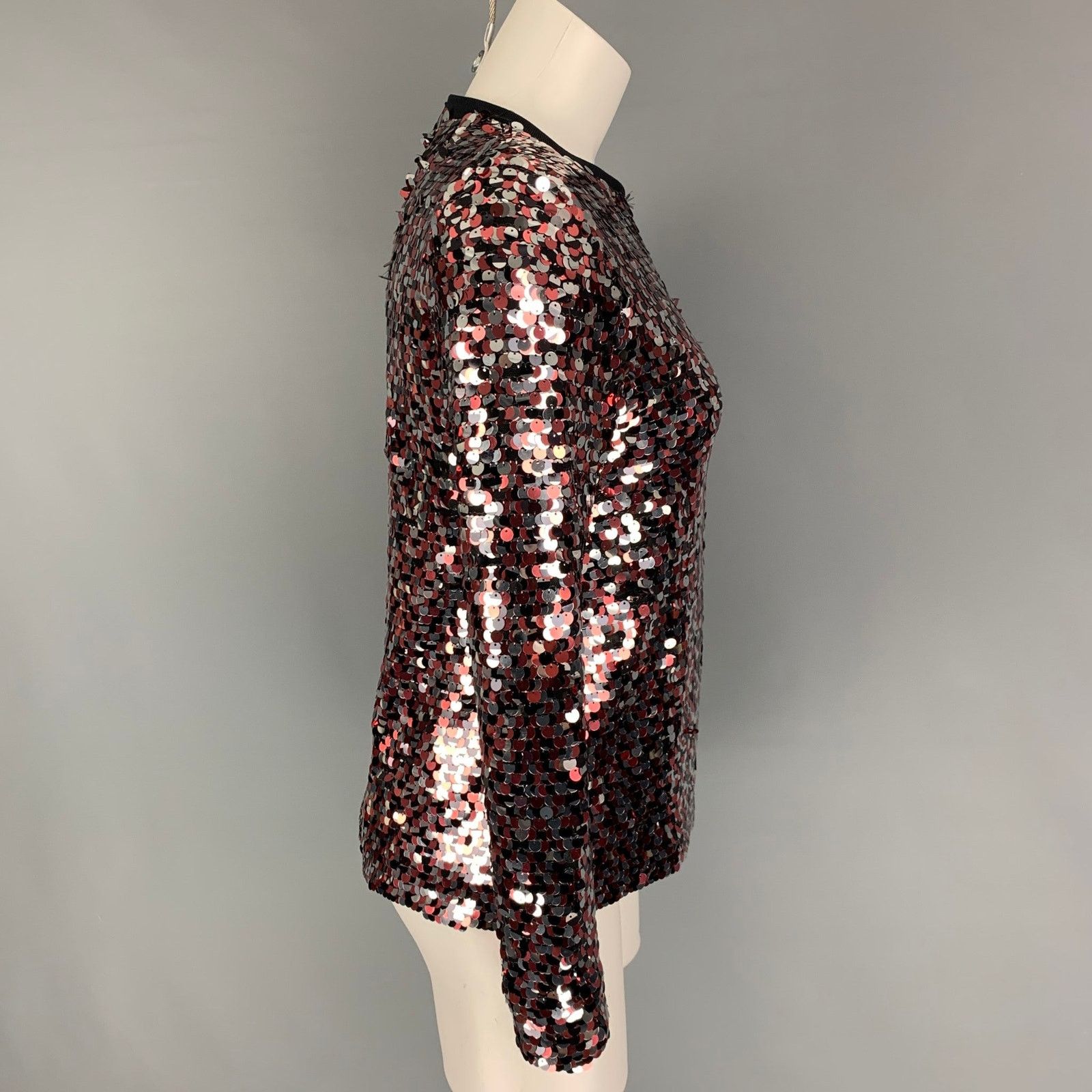 McQ Alexander McQueen Size 2 Pink Silver Polyamide Sequined Blouse Size XS / US 0-2 / IT 36-38 - 2 Thumbnail