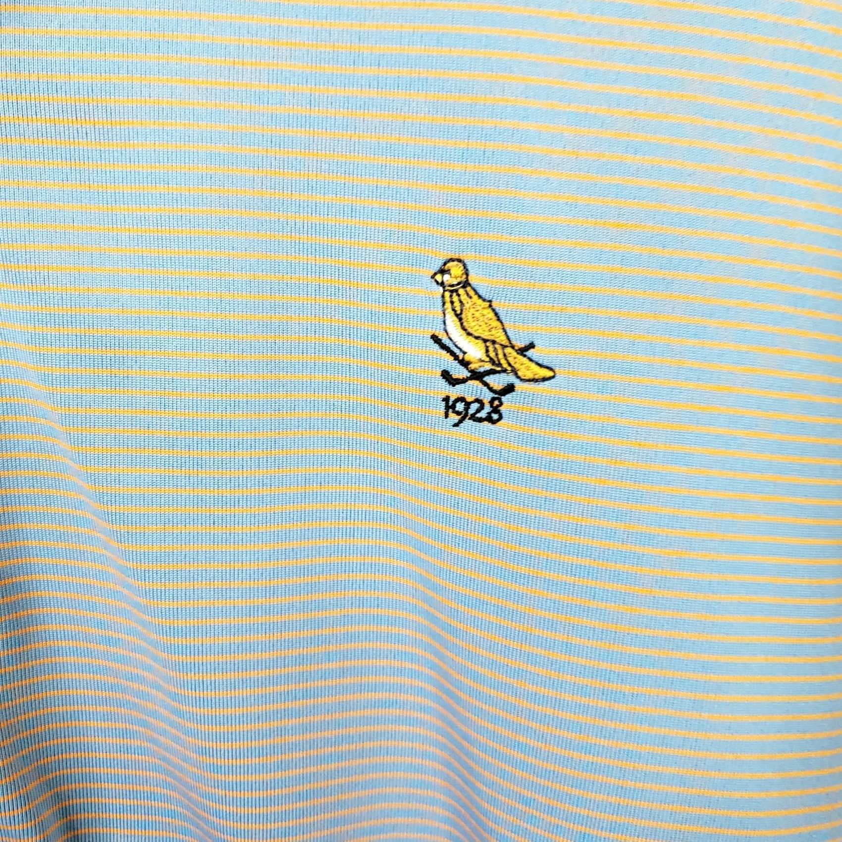 Vintage Donald Ross Polo Mens XL Blue Pink Striped Bird Logo 1928 Performance Golf Shirt Size US XL / EU 56 / 4 - 5 Thumbnail