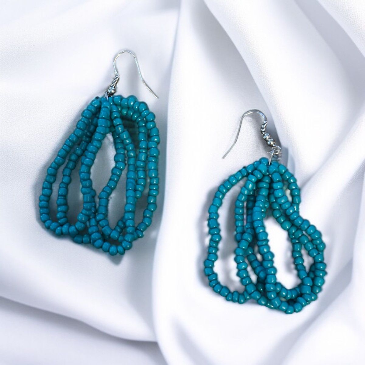 Other Bohemian turquoise triple hoop beaded dangle earrings Size ONE SIZE - 1 Thumbnail