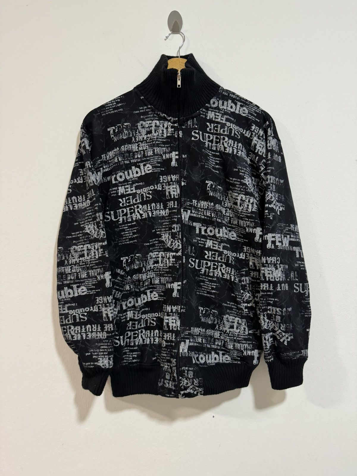 image of Vintage Defective Struct Overprint Sweater in Black, Men's (Size Large)