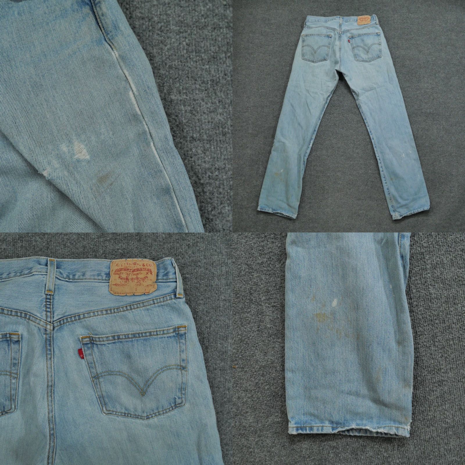 Levi's VINTAGE Levi's 501 Jeans Mens 34x34 Blue Distressed Grunge Button Fly Classic Straight Pants 90s Mens Size US 34 / EU 50 - 10 Thumbnail