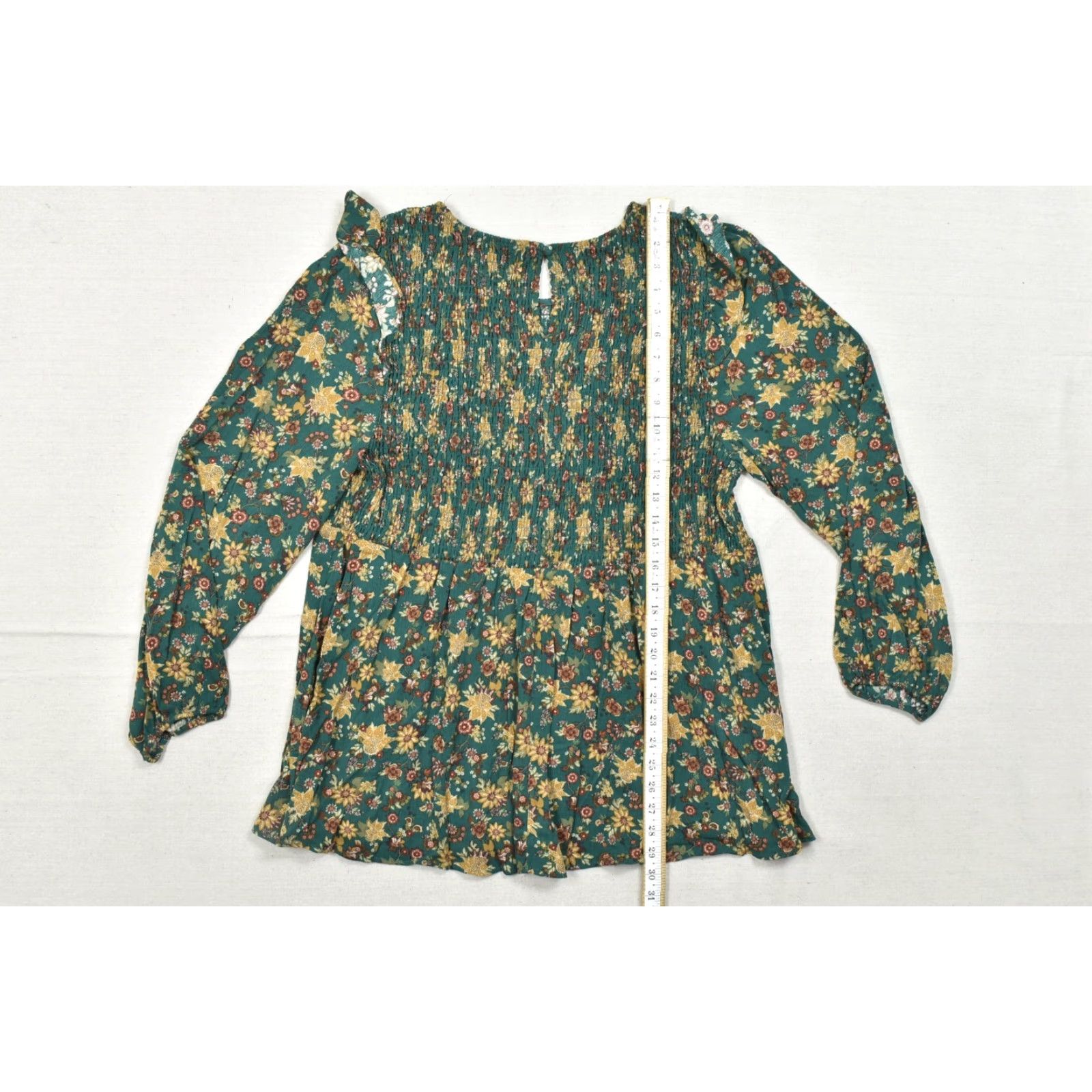 Torrid Torrid Blouse Shirt Green Floral Smocked Peplum Puff Sleeve Ruffle Long Sleeve 100% Cotton Plus Size 2 Womens Casual Top Size XS / US 0-2 / IT 36-38 - 4 Thumbnail