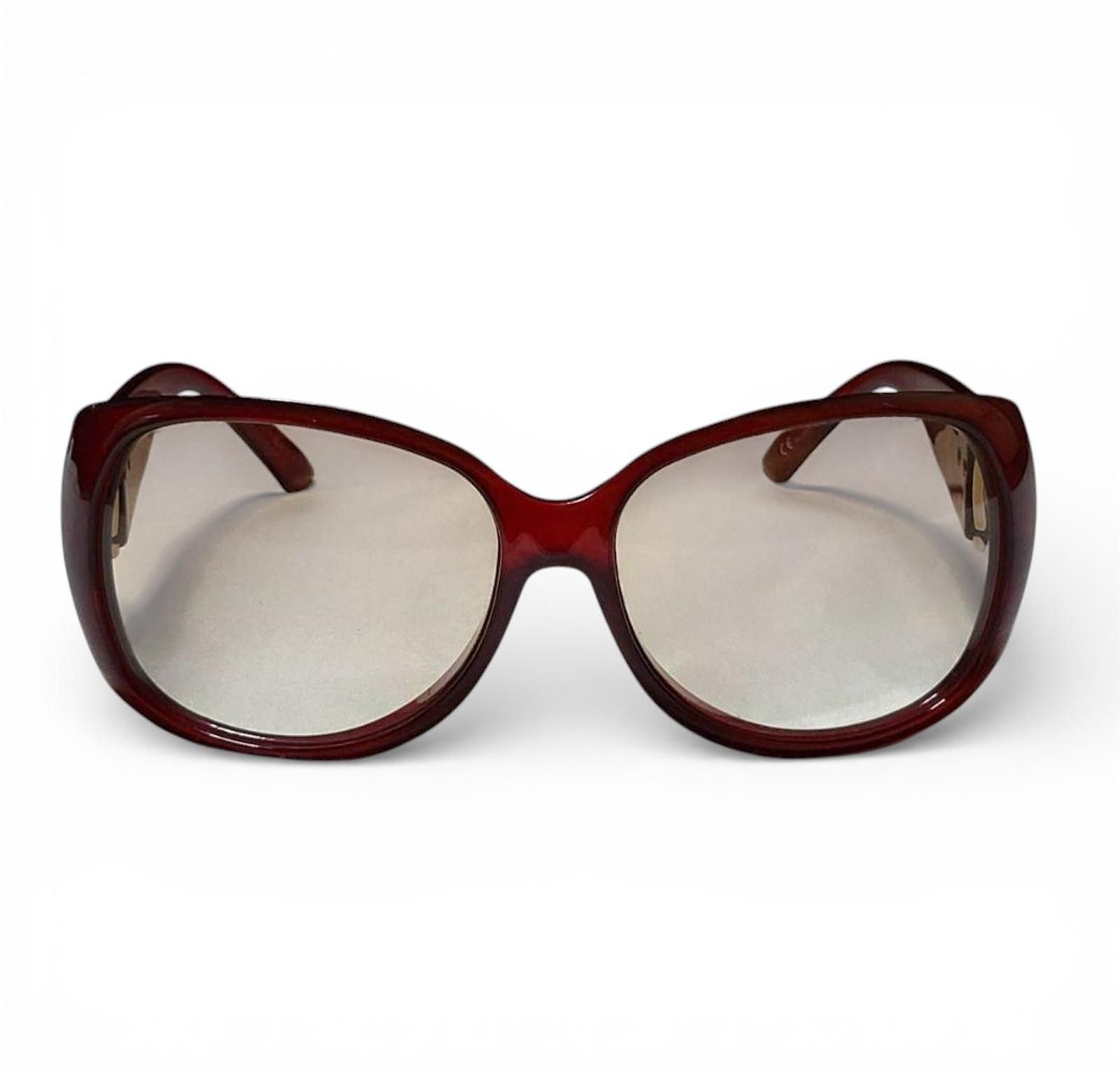 Gucci Gucci - Red Oversized Sunglasses Gold Accent Size ONE SIZE - 3 Thumbnail