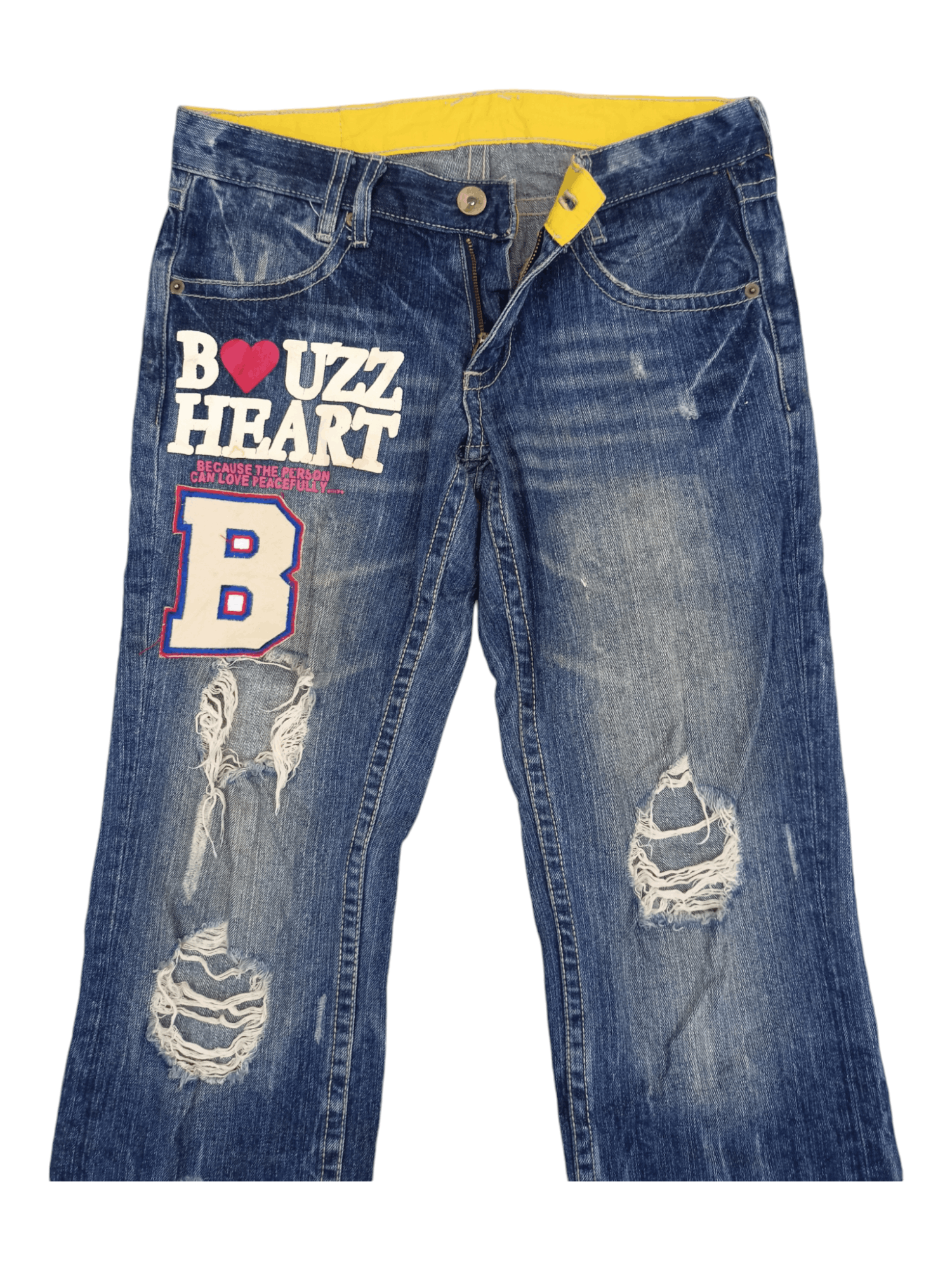 Japanese Brand BUZZSPUNKY Big Blowout Patched Distressed Flare Jeans Size US 29 - 3 Thumbnail