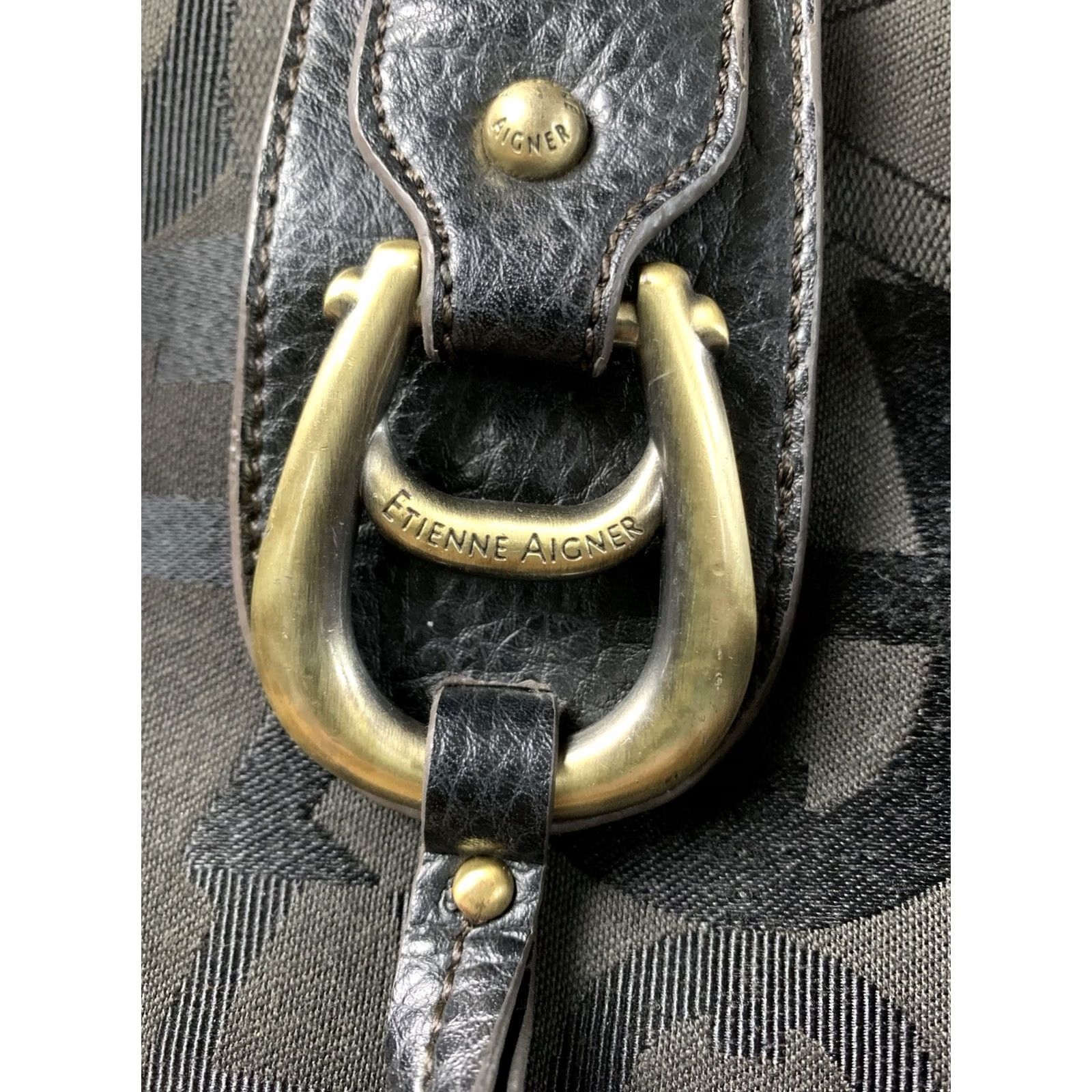 Etienne Aigner Etienne Aigner Women's Shoulder Bag Brown Leather Zip Closure Double Handles Gold Hardware 90s Vintage-Inspired Size ONE SIZE - 2 Thumbnail