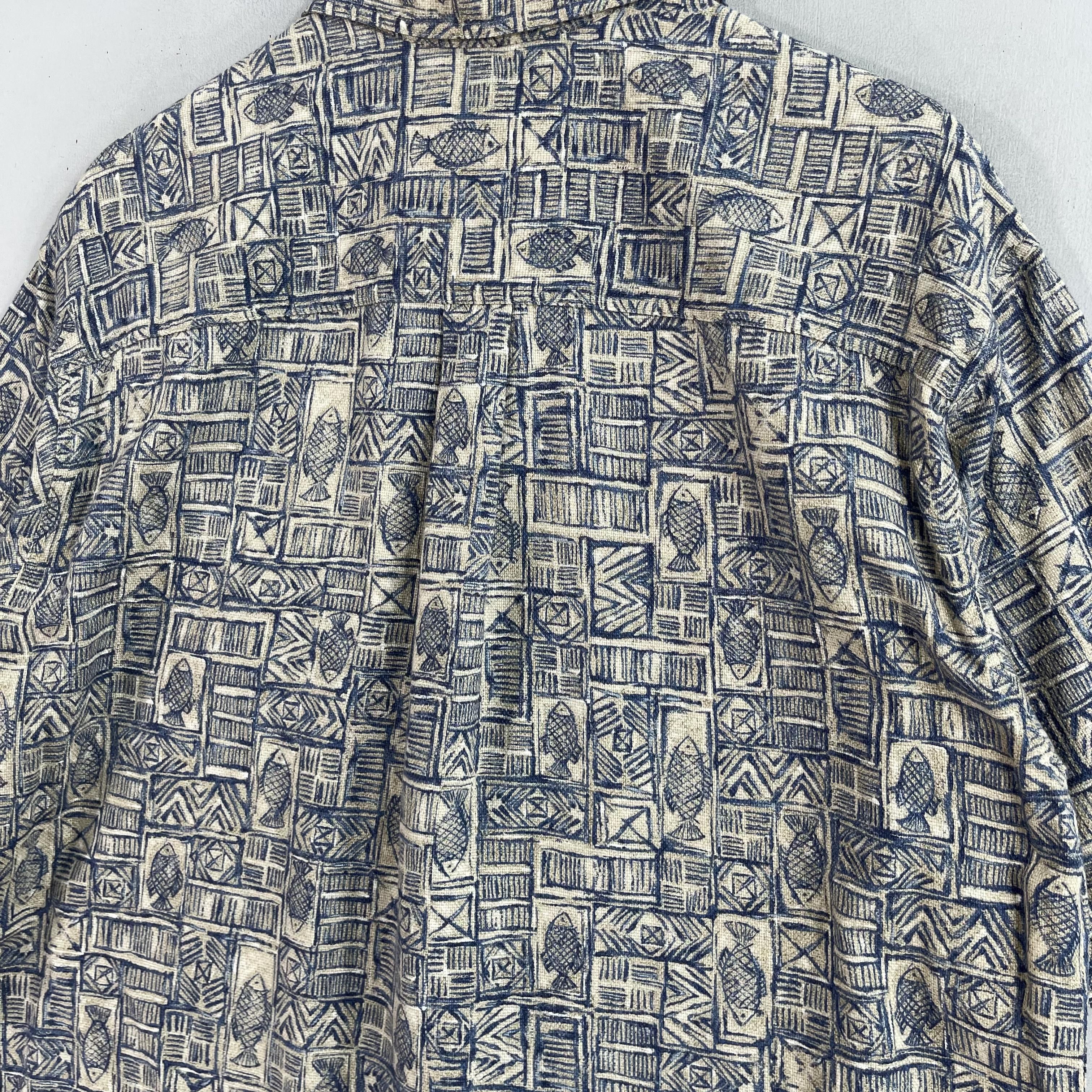 Vintage × Woolrich Woolen Mills Vintage WOOLRICH Hawaii Tribal Fish Motive Shirt Button Up Size US L / EU 52-54 / 3 - 9 Thumbnail