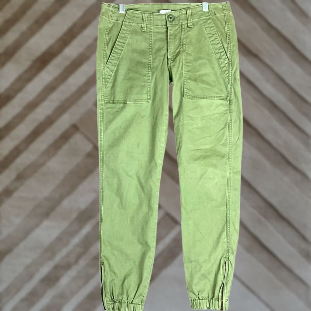 Vintage CAbi Womens Pants Green Low Rise Tapered Ankle Zip Cotton Blend Stretch 2 Size 26" / US 2 / IT 38 - 1 Thumbnail