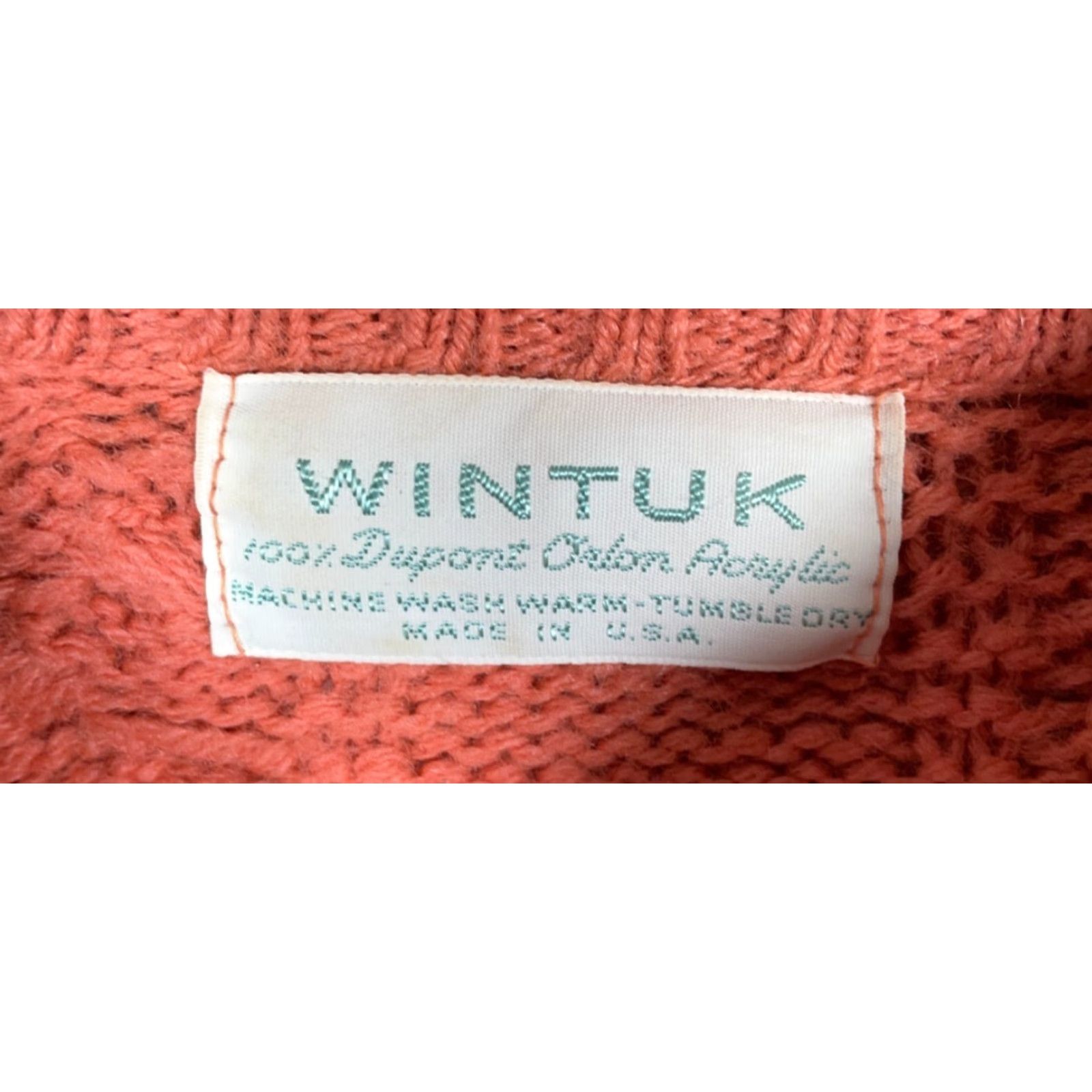 Pinko VINTAGE Wintuk Cardigan Women's Small Coral Pink Orange Cable-Knit Lightweight Crew Neck Sweater Fall Winter 70s Size S / US 4 / IT 40 - 3 Thumbnail