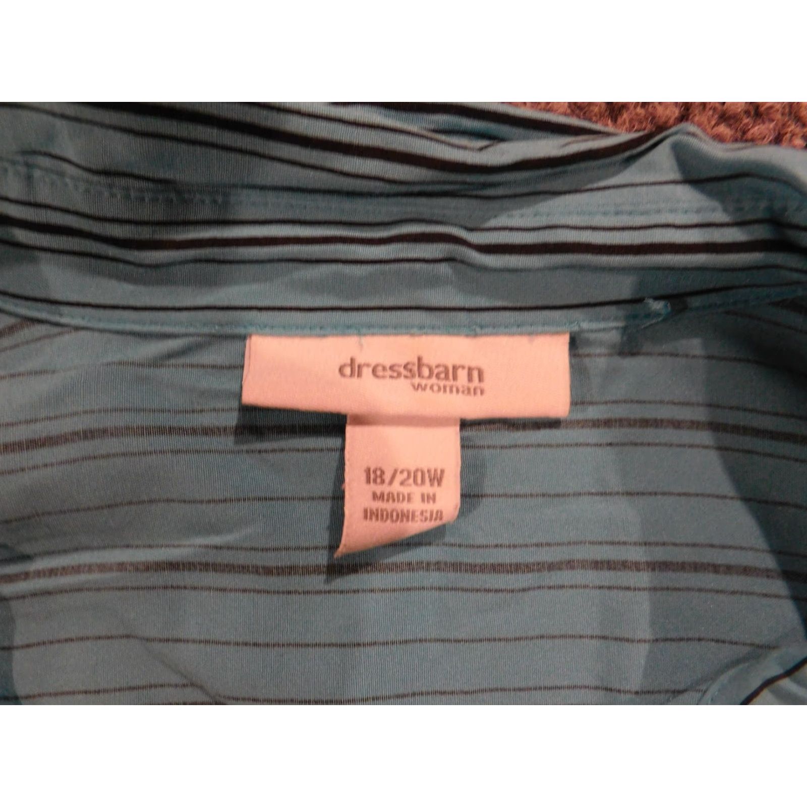 Vintage Dressbarn Button-Up Shirt Womens 20W Plus Blue Striped Long Sleeve Collared Pullover Casual Stretch Classic blue 20W Womens Size 3XL / US 20-22 - 6 Thumbnail