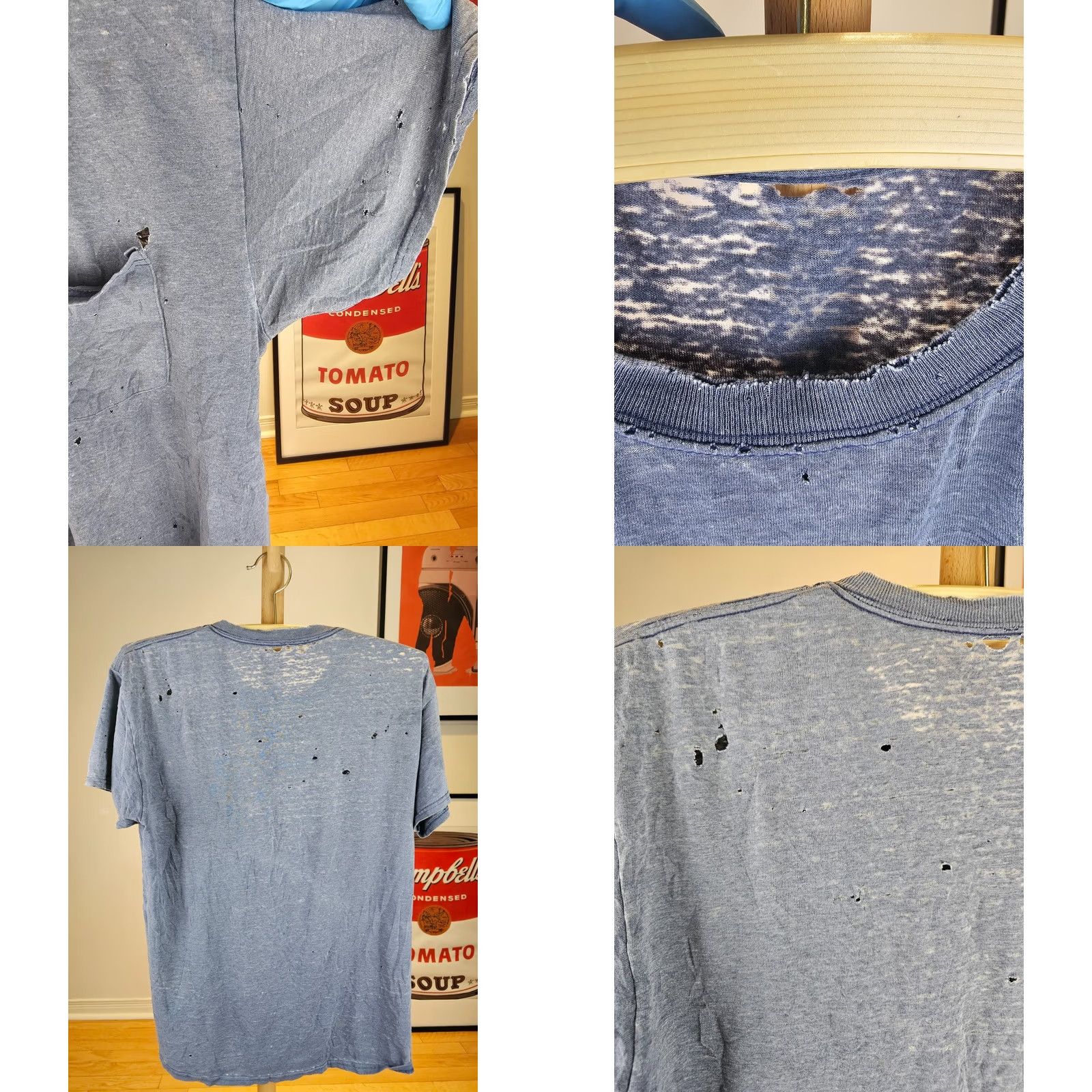 Vintage VINTAGE Y2K UNBRANDED TRASHED DISTRESSED WORN ONE POCKET T-SHIRT SZ LARGE Shirt Men XS? Size US L / EU 52-54 / 3 - 8 Thumbnail