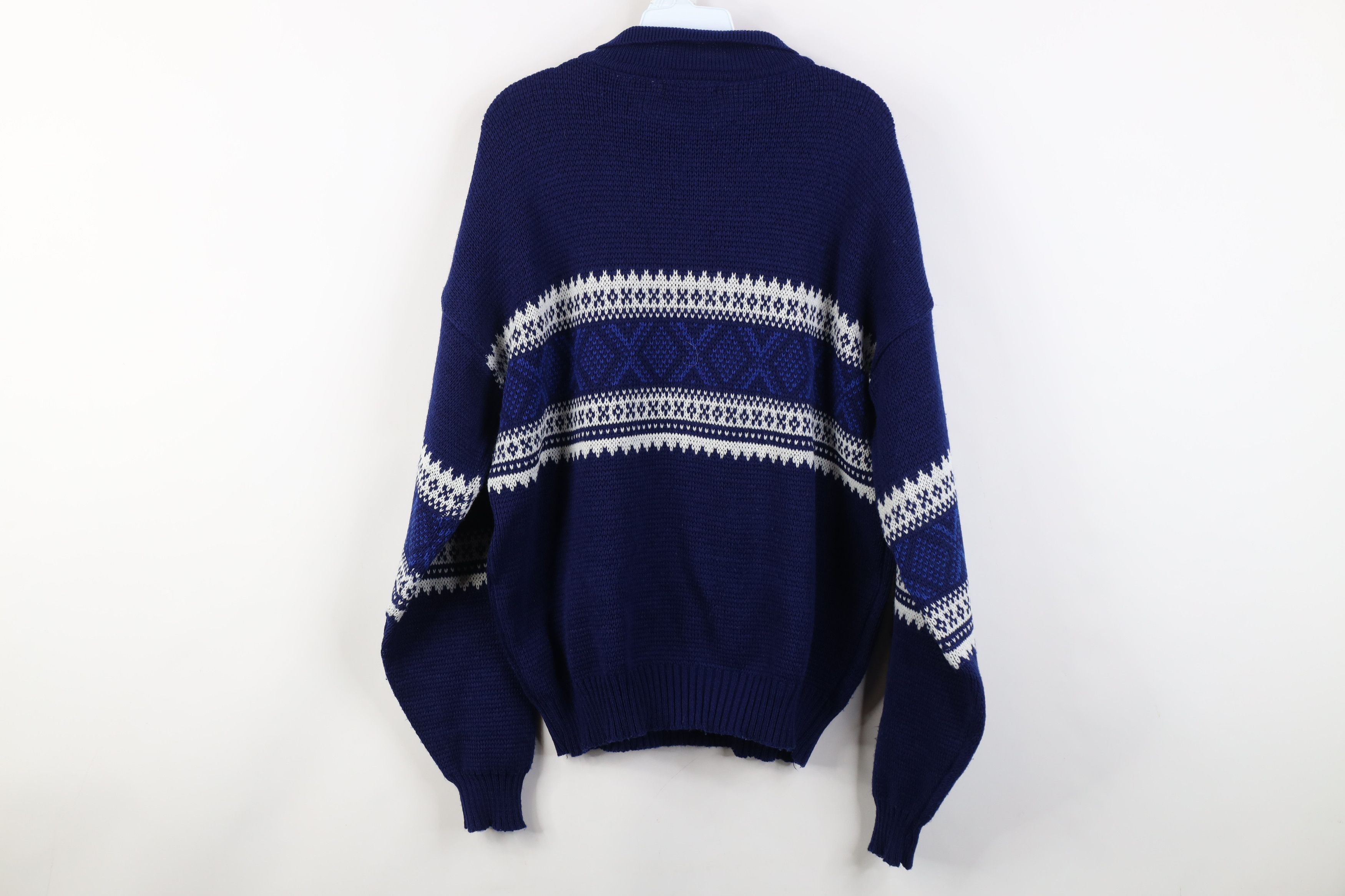 Vintage Vintage 90s Streetwear Collared Pullover Sweater Blue Size US L / EU 52-54 / 3 - 8 Thumbnail