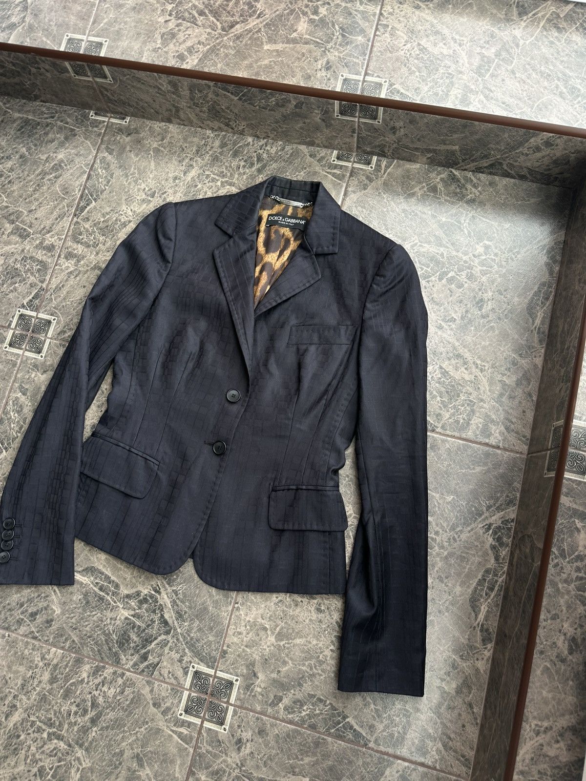 Dolce & Gabbana Dolce & Gabbana Blazer Leopard Lined Black VirginWool Jacket Size M / US 6-8 / IT 42-44 - 5 Thumbnail