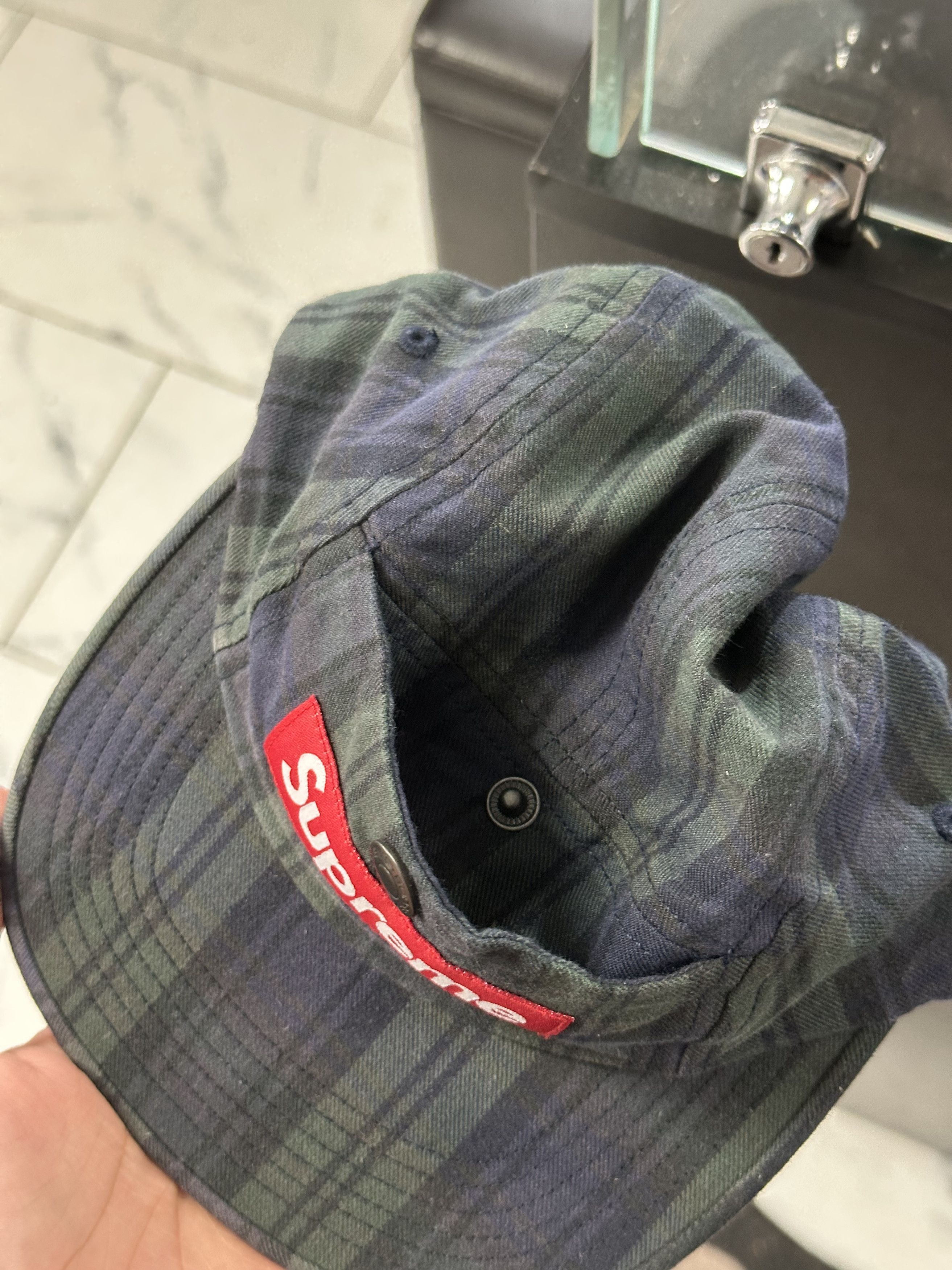 Supreme Supreme Snap Button Pocket Camp Cap Black Watch Plaid Size ONE SIZE - 7 Thumbnail