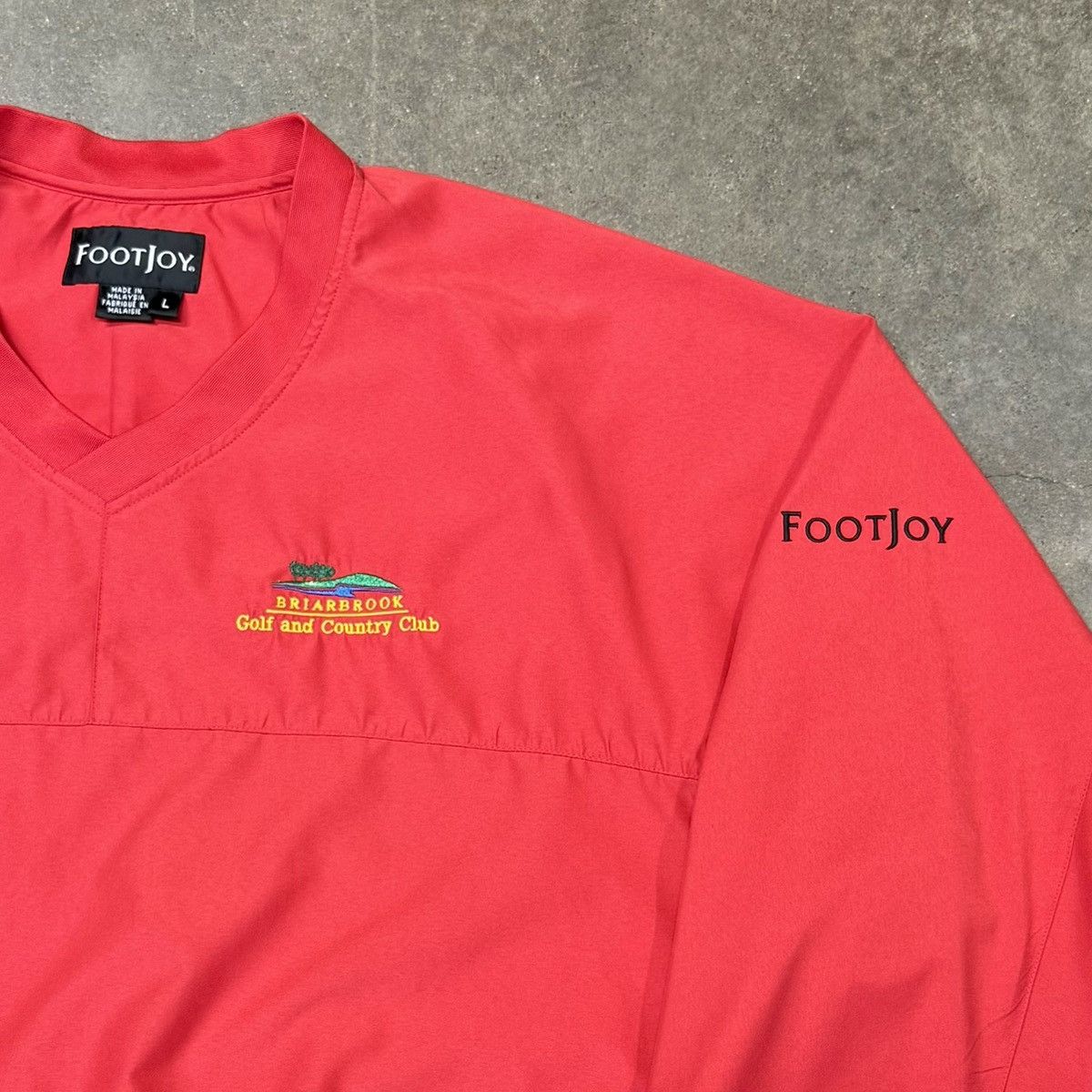 Footjoy Vintage FootJoy Red Golf Windbreaker Pullover V-Neck Size US L / EU 52-54 / 3 - 1 Thumbnail