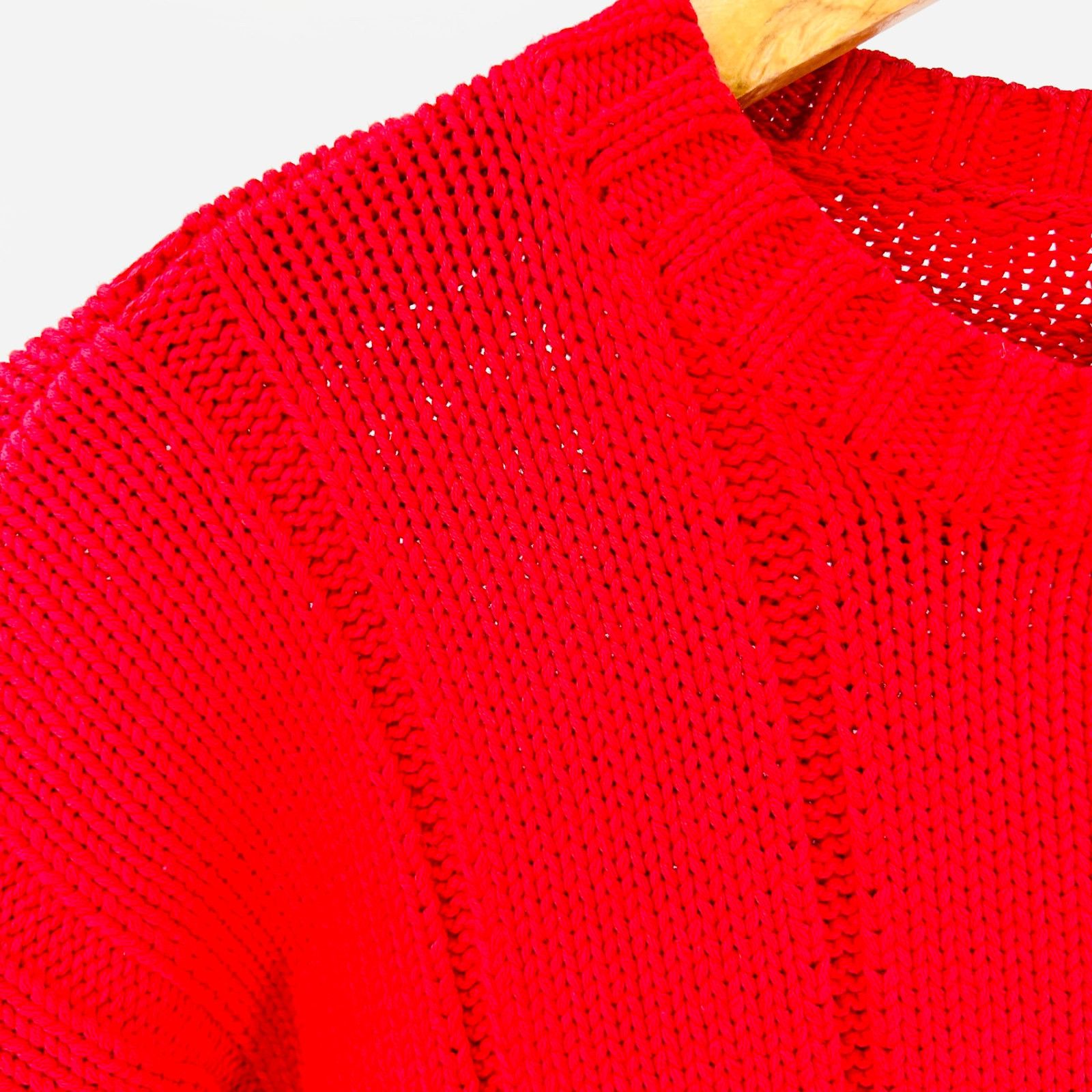 Gap Vintage 90s Red Cotton Shaker Knit Crewneck Sweater Size US M / EU 48-50 / 2 - 2 Thumbnail