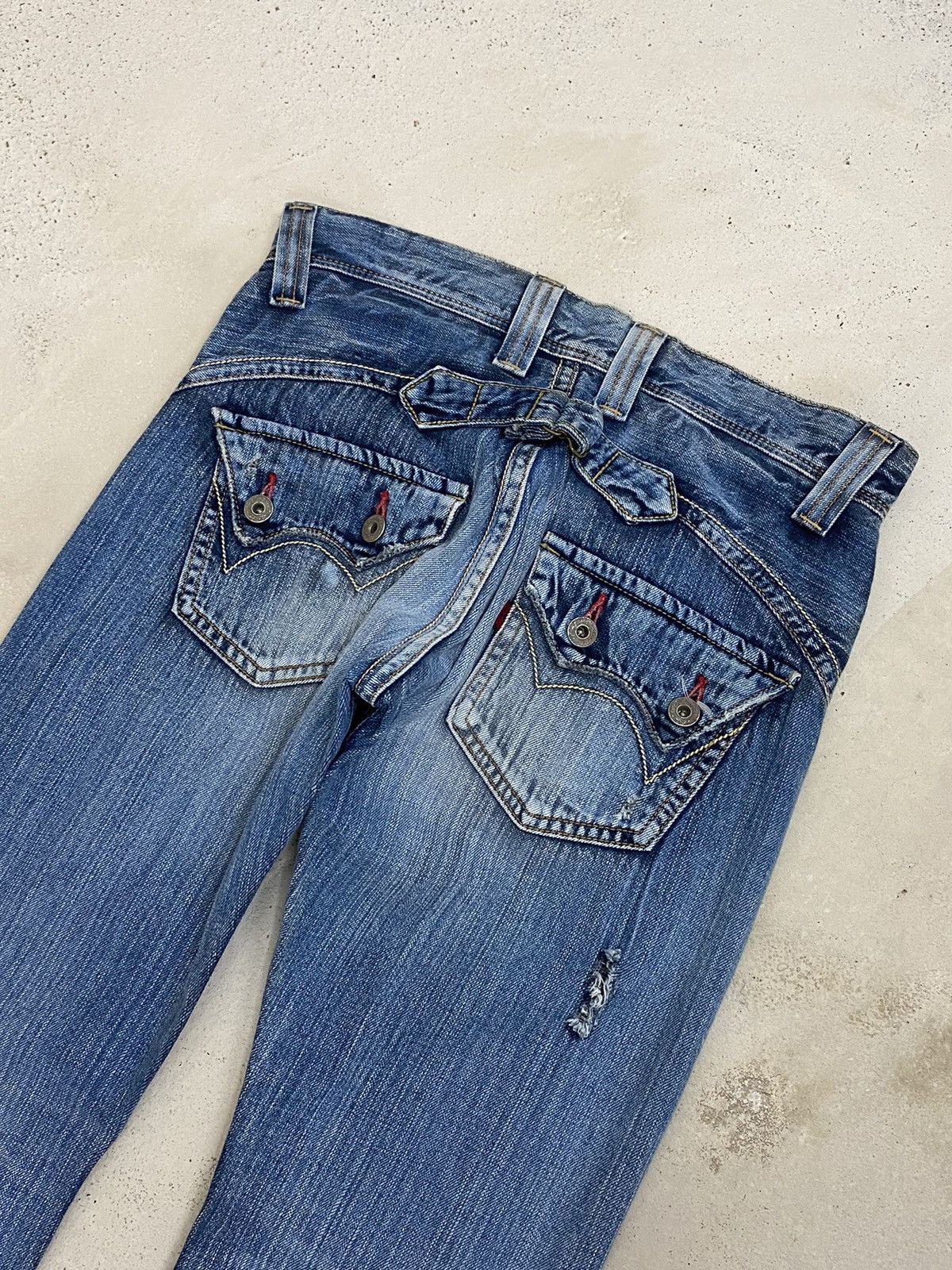 If Six Was Nine × Japanese Brand × Tornado Mart Vintage Edwin Engineer Distressed Light Wash Buckle Button Size US 30 / EU 46 - 11 Thumbnail