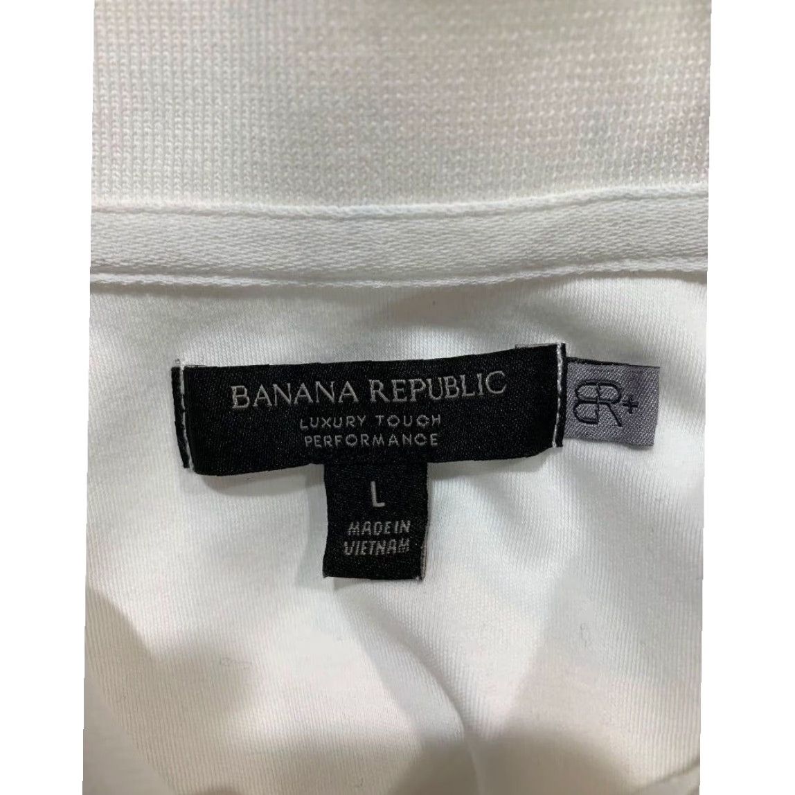 Banana Republic VINTAGE Banana Republic Polo White Short Sleeve Shirt Golf Shirt Luxury Touch Performance L Mens Large White Chest 19.5 Length 25.5 100% Cotton Size US L / EU 52-54 / 3 - 6 Thumbnail