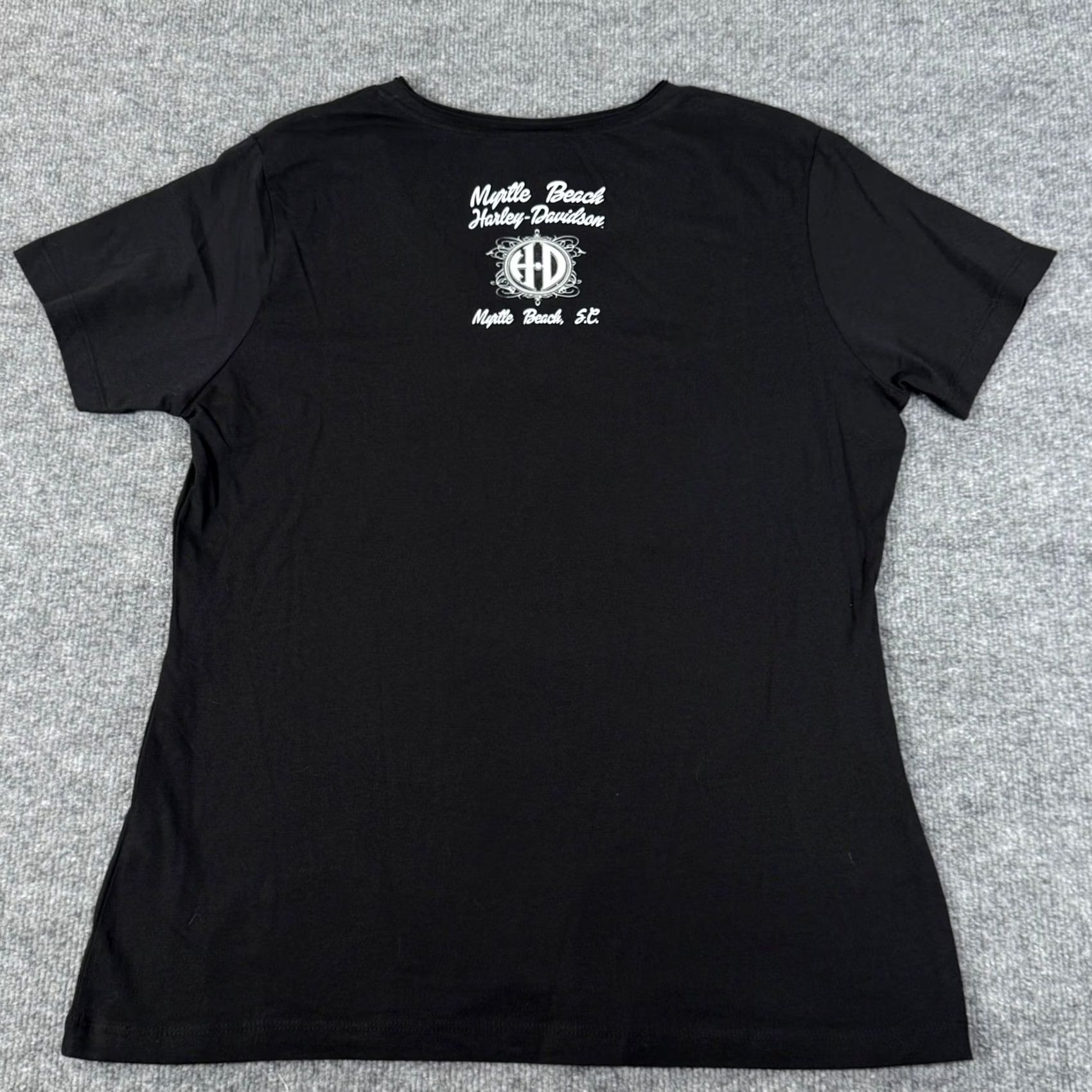 Harley Davidson Harley-Davidson T-Shirt Black V-Neck Short Sleeve Skull Sparkle Myrtle Beach Womens XL Size XL / US 12-14 / IT 48-50 - 3 Thumbnail