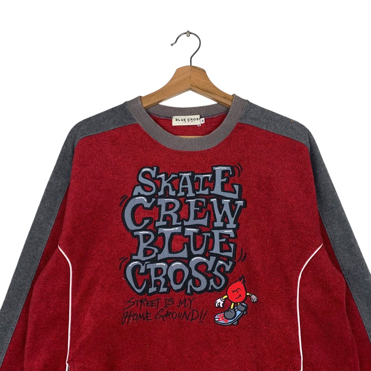 Japanese Brand Skate Crew Blue Cross Sweatshirt Size US M / EU 48-50 / 2 - 2 Thumbnail