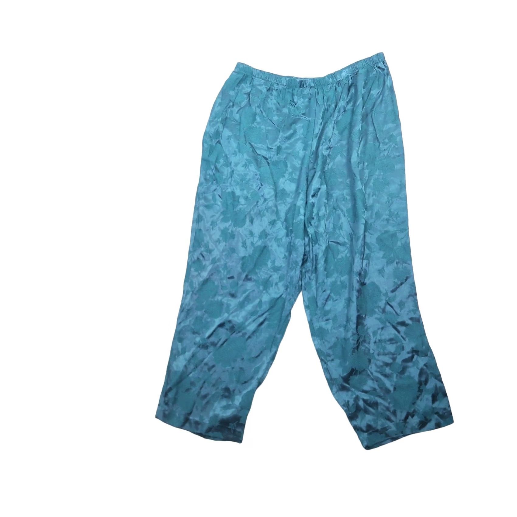 Velvet VINTAGE Silhouettes 90s dark green velvet top and satin pants set Women 20WP Casual Workwear Party Floral Size 3XL / US 20-22 - 4 Thumbnail