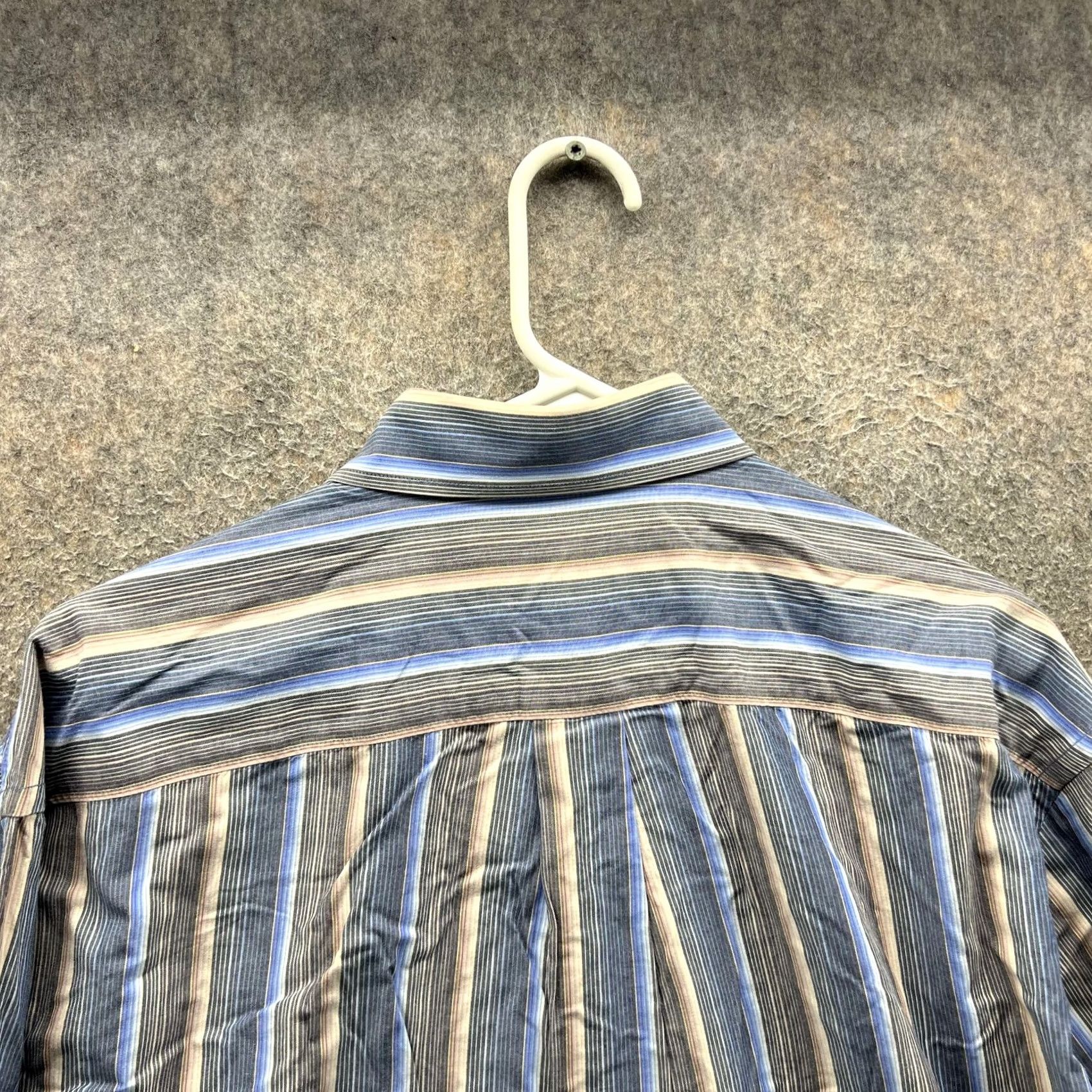 Vintage Alan Flusser Shirt Mens L Blue Stripe Long Sleeve Button Front Oxford Woven Size US L / EU 52-54 / 3 - 7 Thumbnail