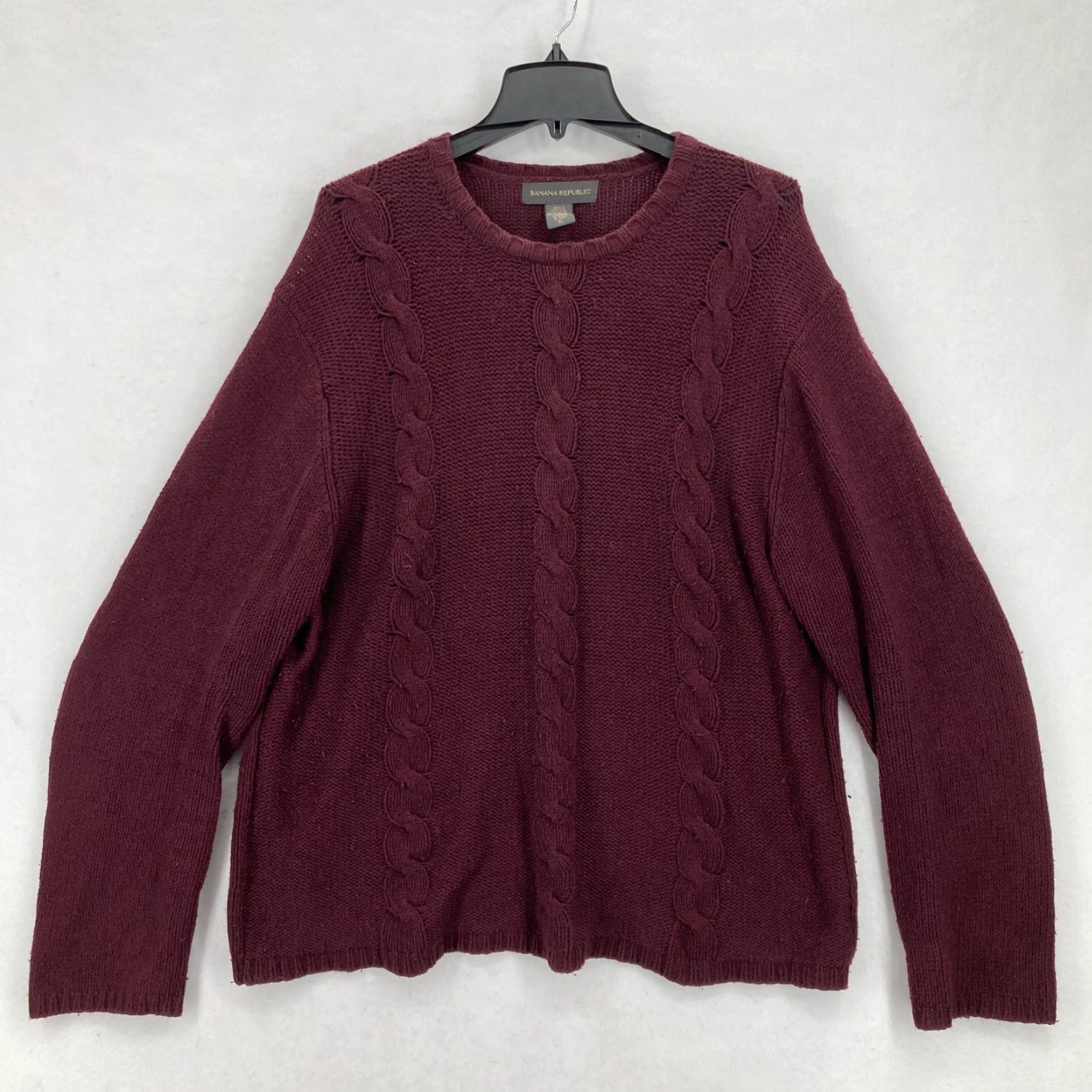Banana Republic Banana Republic Women's XL Burgundy Cable Knit Sweater Wool Cashmere Vintage sweater Size XL / US 12-14 / IT 48-50 - 2 Thumbnail