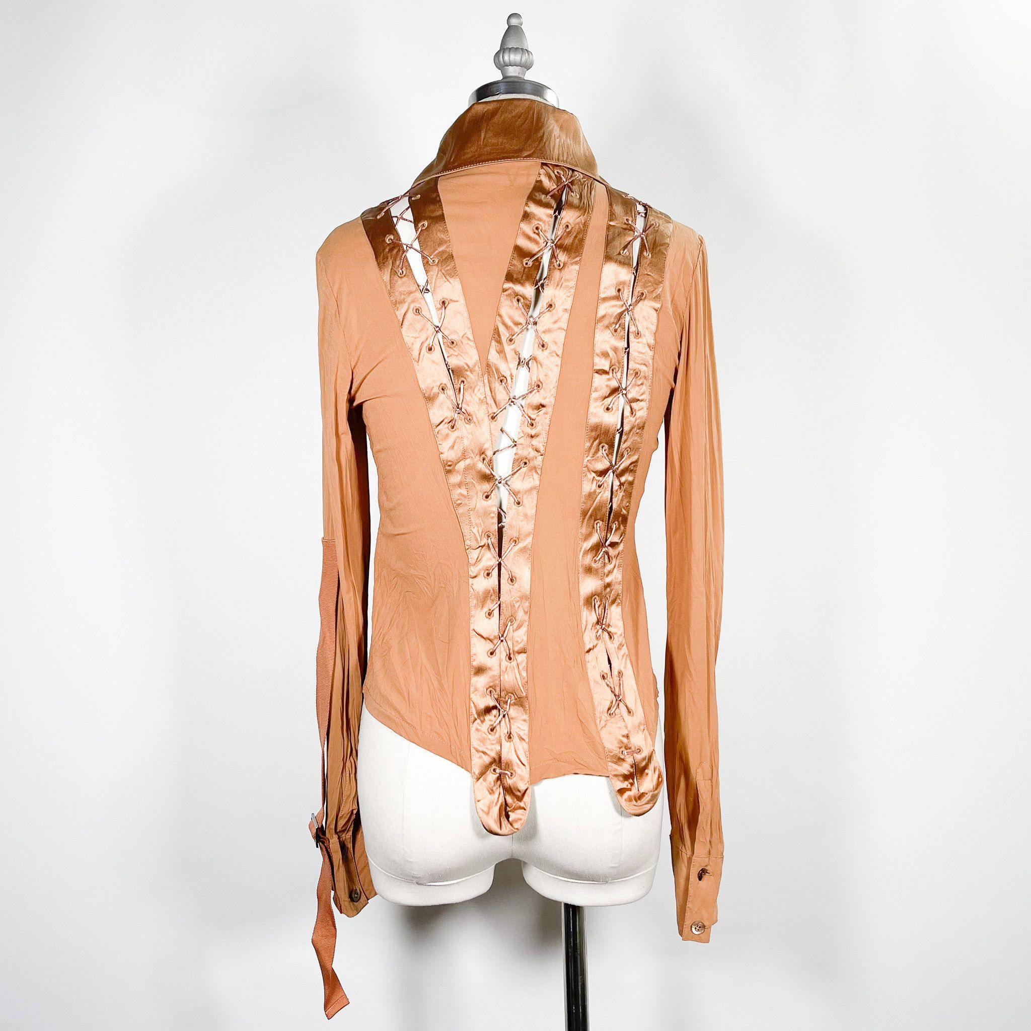 Other f/w 2003 Y Kei Rust Silk Lace Up Runway Blouse Size S / US 4 / IT 40 - 8 Thumbnail