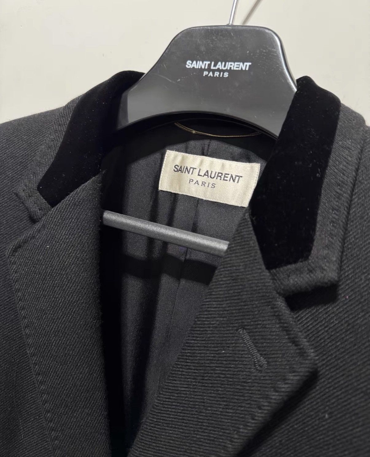 Saint Laurent Paris SLP 15FW Notch Lapel Wool Black Velvet Blazer / Coat Size US XL / EU 56 / 4 - 4 Thumbnail