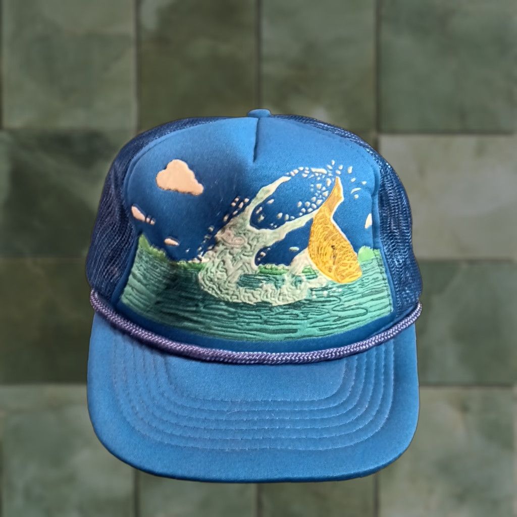 Vintage Fishing Hat Cap Snap Back Adjustable Adult Blue Fish Lake Outdoor Camp Sportsmen Size ONE SIZE - 1 Thumbnail