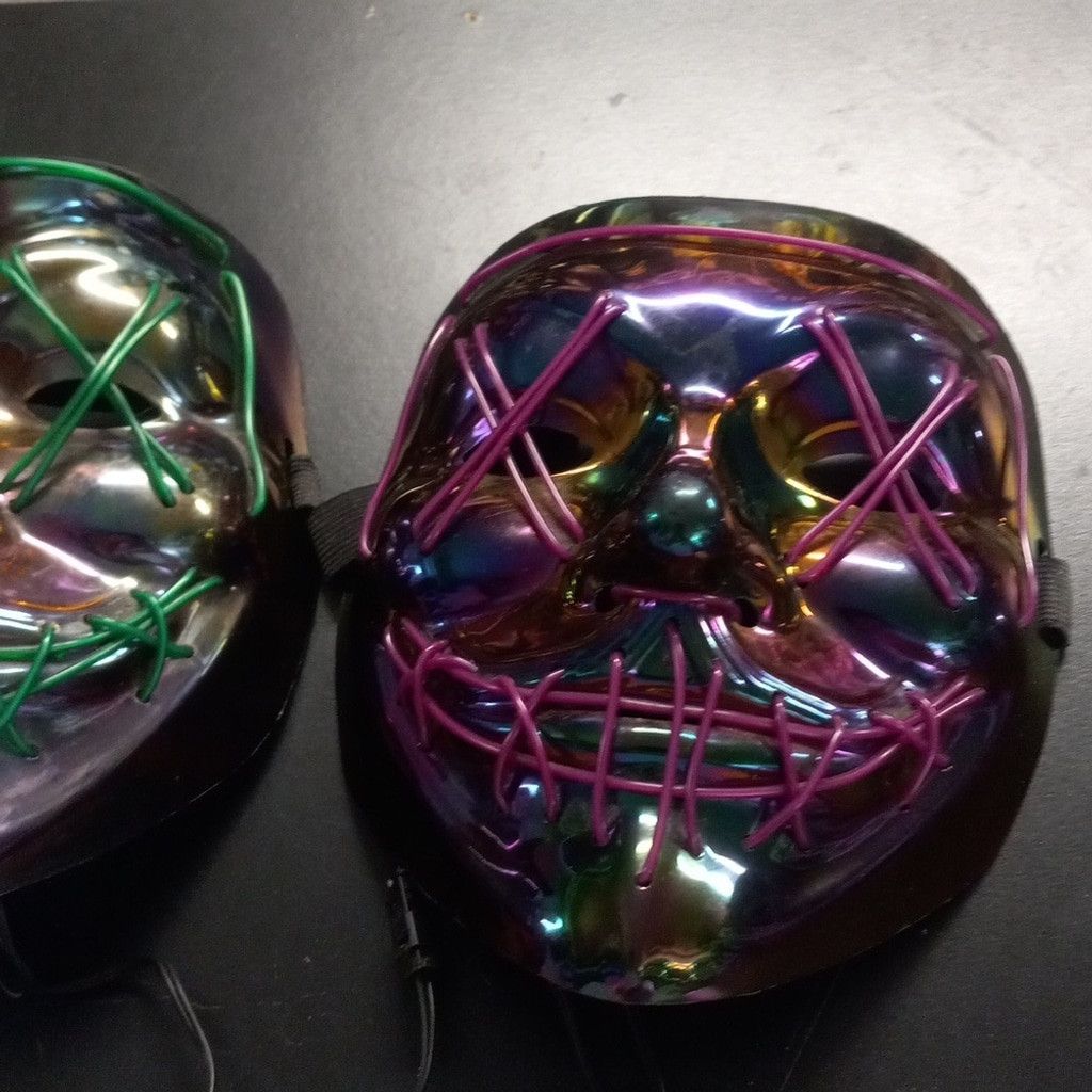 Brixtol Anarchy Iridescence Mask Green and Purple w/ neon lights Size ONE SIZE - 5 Thumbnail